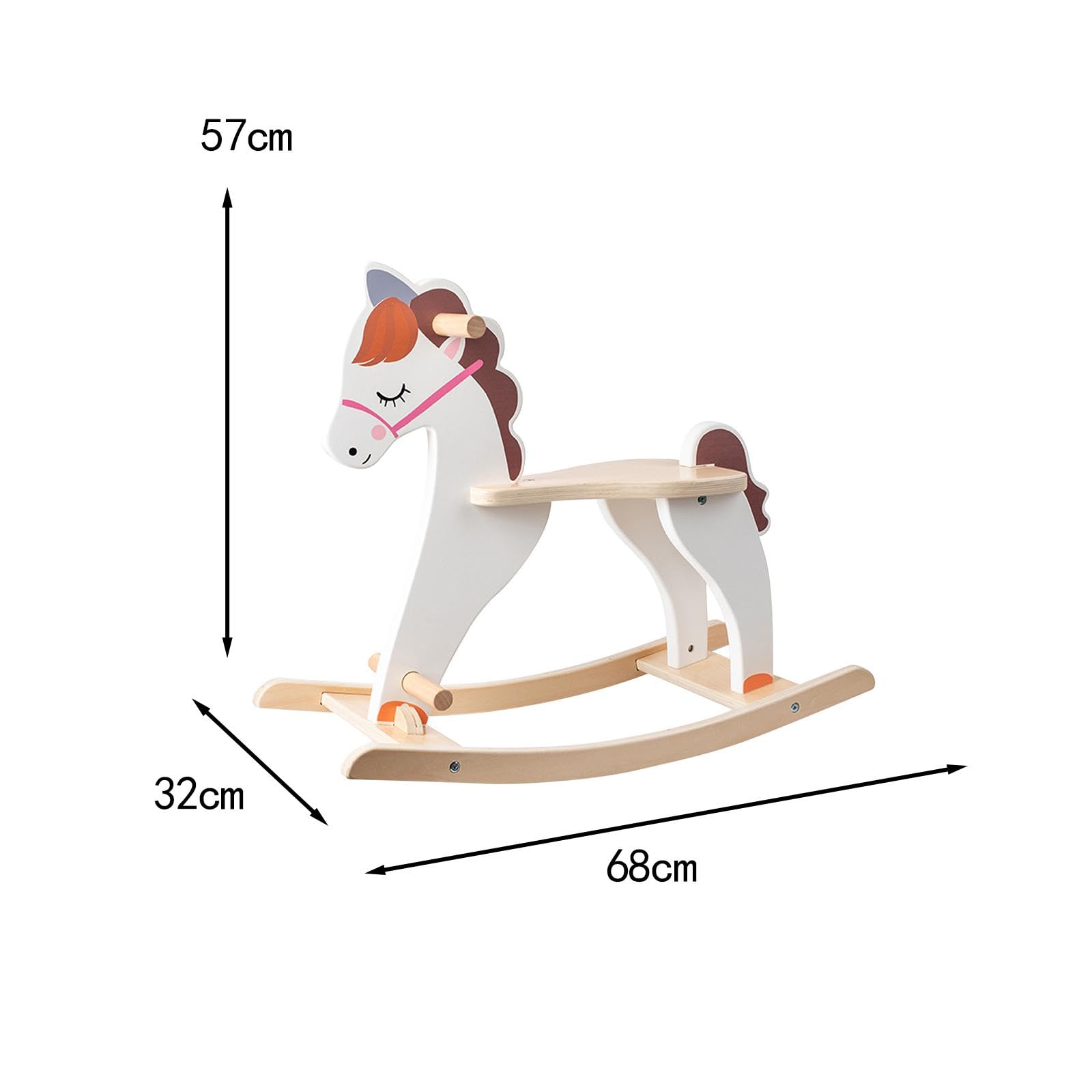 **GaotKeut Wooden Rocking Horse - Natural Baby Ride-On Toy for Indoor & Outdoor Play - Safe & Durable Rocker for Toddlers & Kids - Perfect for Playrooms, Nurseries, and Backyards**