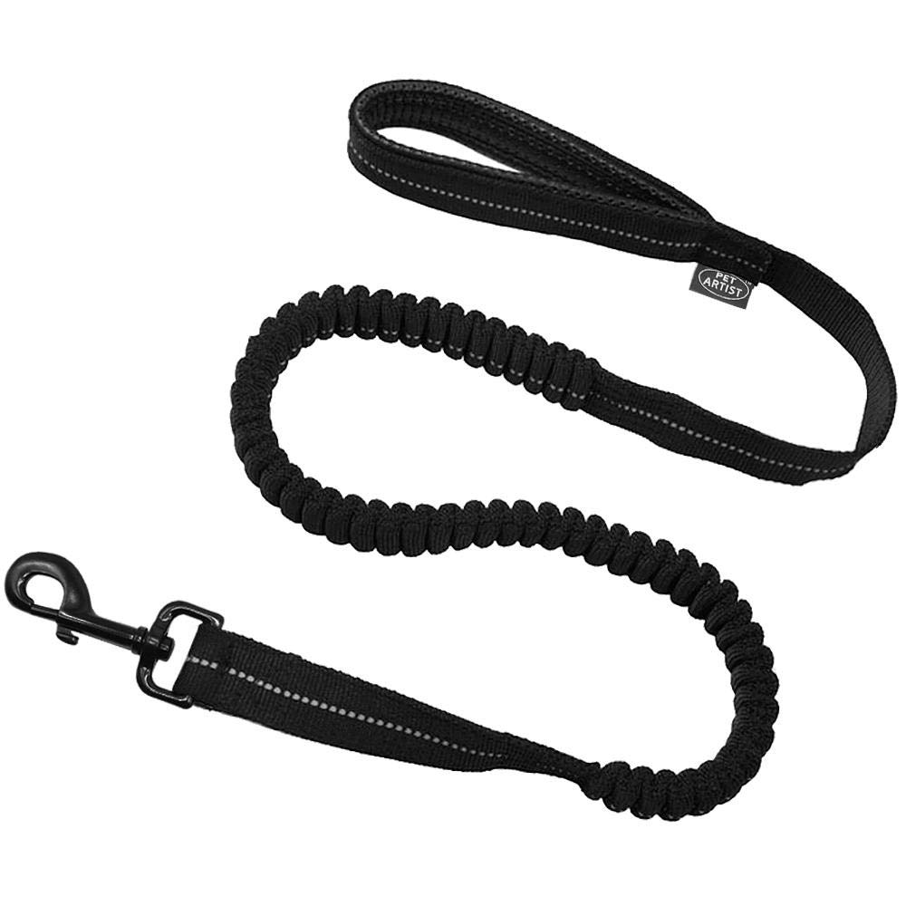 Yisatann Reflective Bungee Dog Leash - Elastic Rope Lead for Medium & Large Dogs - Black Pet Walking Accessory for Night Safety & Outdoor Adventures