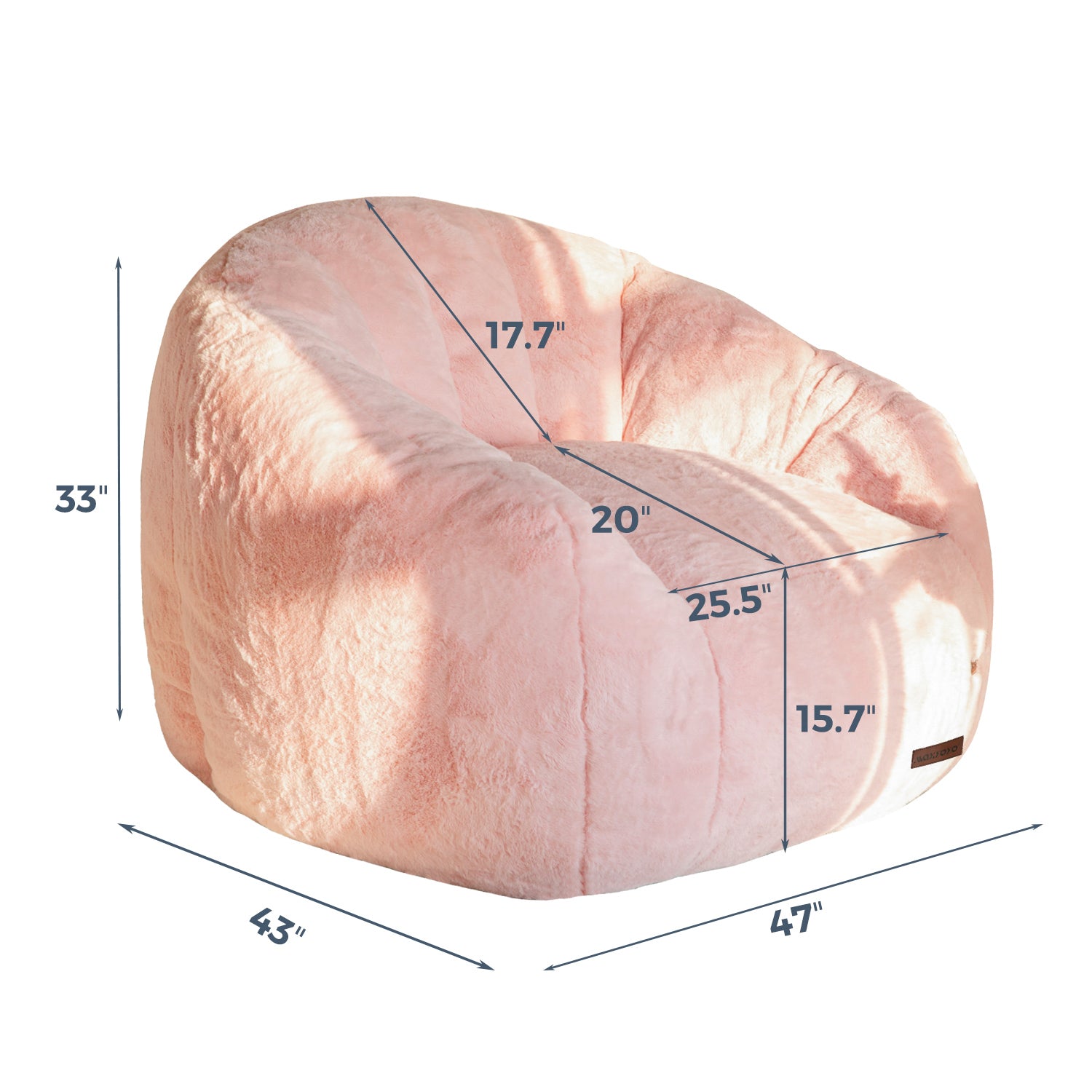 MAXYOYO Giant Faux Fur Bean Bag Chair - Oversized Shell Design for Reading, Lounging & Relaxation - Pink Comfy Floor Seat for Bedroom, Living Room & Dorm