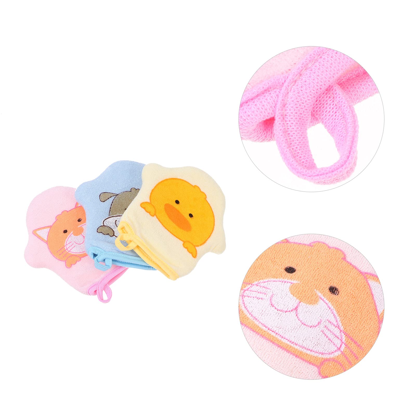 HEALLILY 3-Pack Cartoon Animal Loofah Sponge Bath Mitts - Exfoliating Shower Gloves for Kids, Boys & Girls - Soft Bath Sponge Scrubber for Gentle Skin Care - Perfect for Bath Time Fun & Exfoliation
