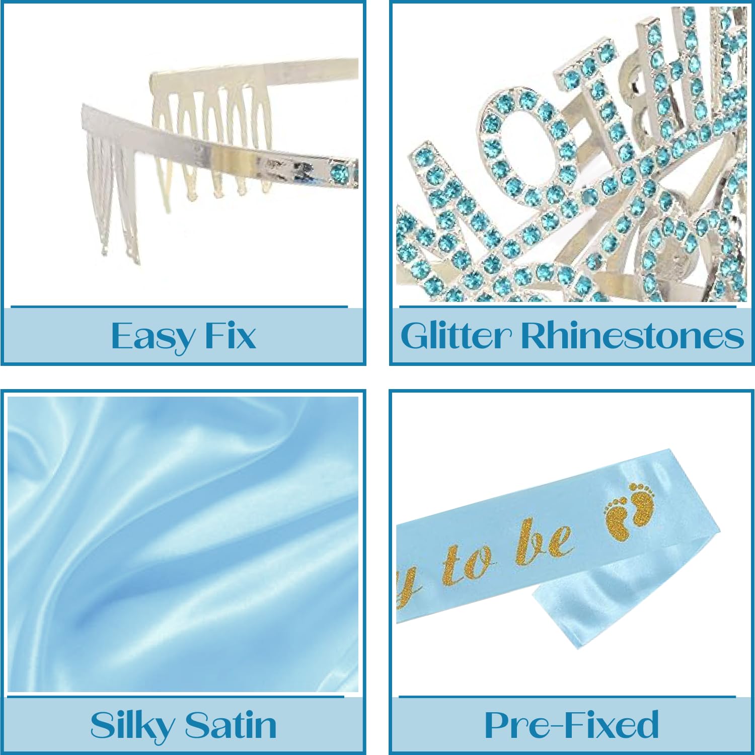 Premium Baby Shower Decoration Set for Mom & Dad to Be - Metal Pink Tiara, Gold Sash & Daddy Pin - Gender Reveal, Maternity Party, Pregnancy Announcement Gift (Perfect for Showers, Gender Reveals & New Parent Celebrations)
