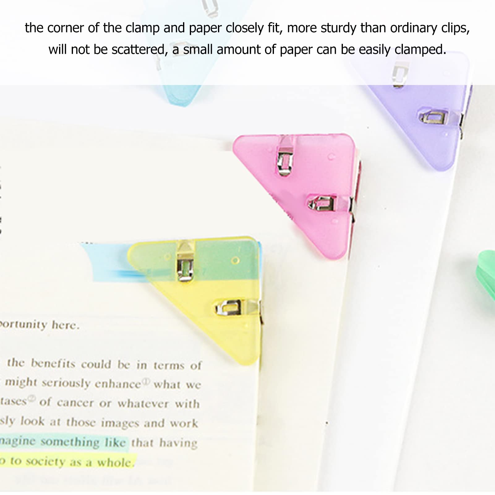 15Pcs Cute Triangular Paper Corner Clips - Reusable Bookmark & Document Fixing Tool for Test Papers, Notes, Office & School Supplies | Perfect for Organizing, Studying & Filing Documents