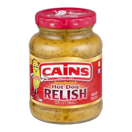 Cain's Sweet Mustard Hot Dog Relish - Tangy & Flavorful Condiment for Hot Dogs, Burgers, Sandwiches & BBQ