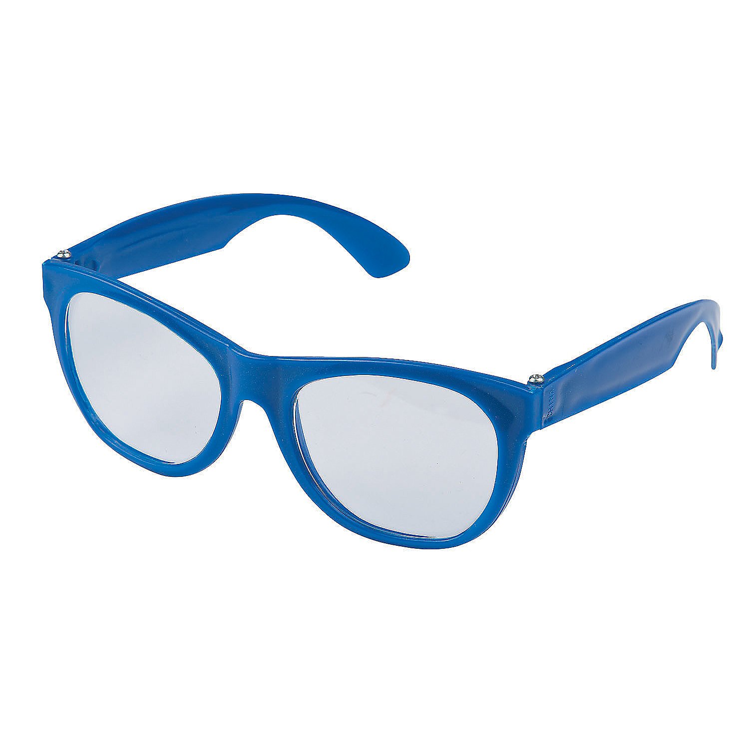 Fun Express - Blue Plastic Clear Lens Novelty Glasses (1 Piece) - Costume Accessories & Party Eyewear for Halloween, Cosplay, and Themed Events