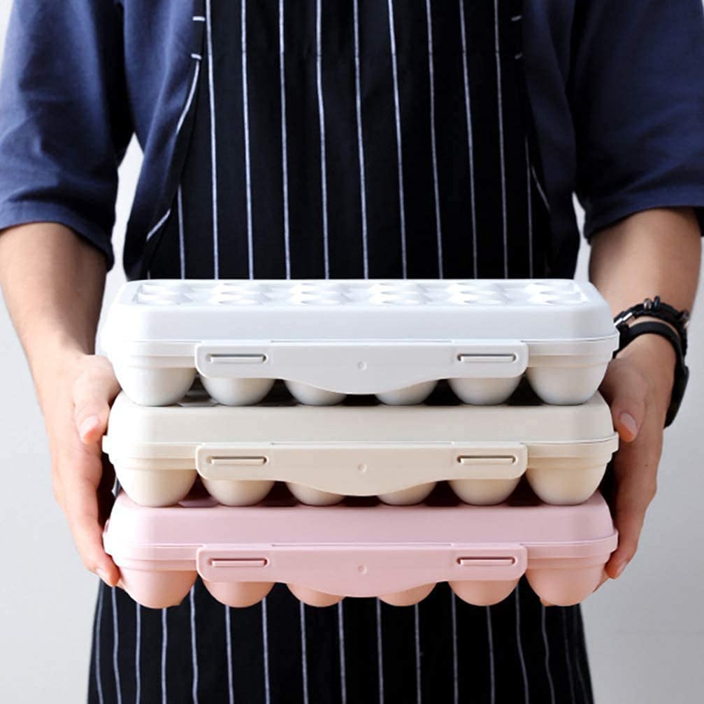 Onprix 18-Grid Plastic Egg Storage Container - Refrigerator Egg Tray Organizer & Dispenser for Fresh Eggs - Perfect for Kitchen, Breakfast Meal Prep & Refrigerator Organization