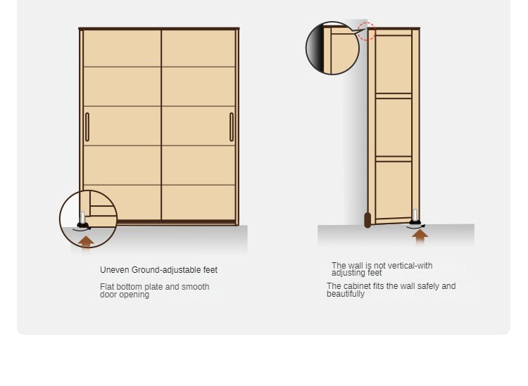 Solid Oak Wood Sliding Door Wardrobe Closet - Modern & Durable Storage for Bedroom, Living Room, or Walk-In Closet Organization