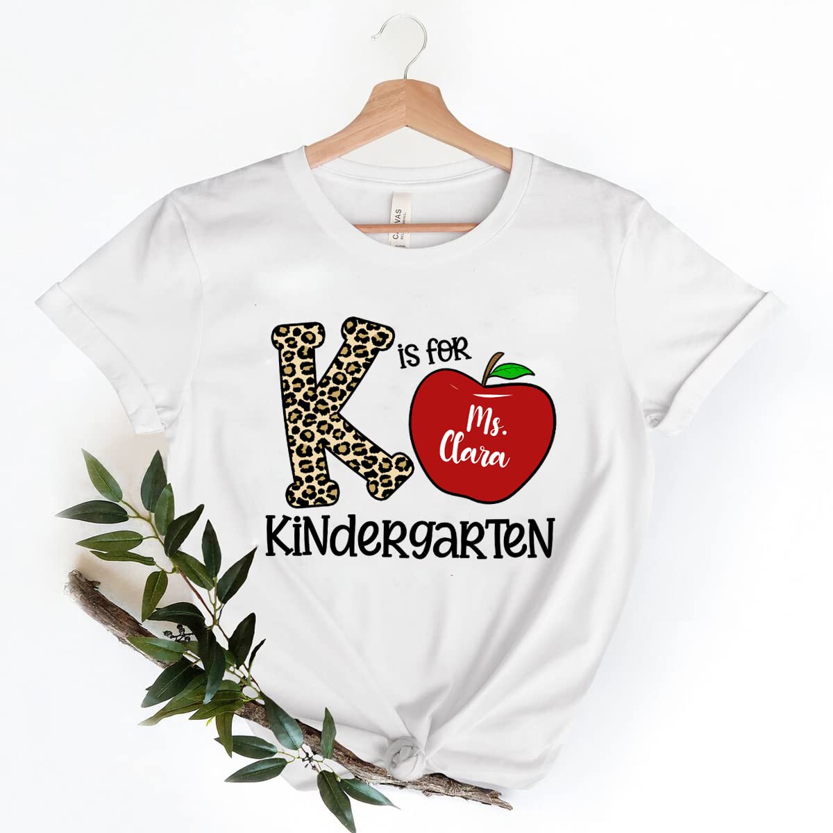 Custom 'K is for Kindergarten' Personalized Teacher Name Shirt - Teacher Appreciation Gift, Hello Pre-K Back to School T-Shirt with Name - Perfect for First Day of School, Classroom Photos & Teacher Gifts