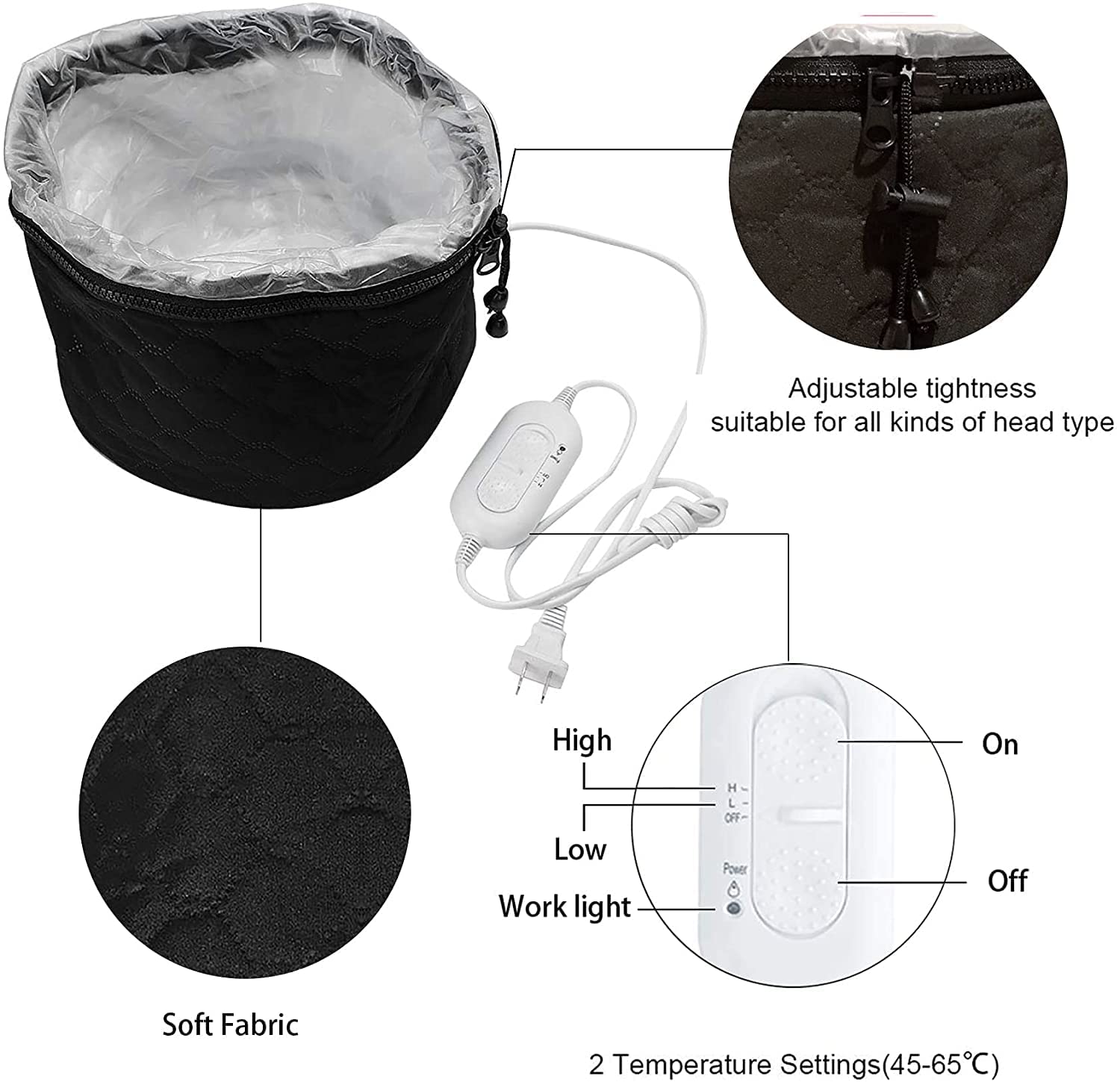 Elecsera Thermal Hair Spa Cap with Steamer - Professional Hair Treatment for Deep Conditioning & Nourishment - Perfect for Salon, Home Hair Care & Relaxation Therapy
