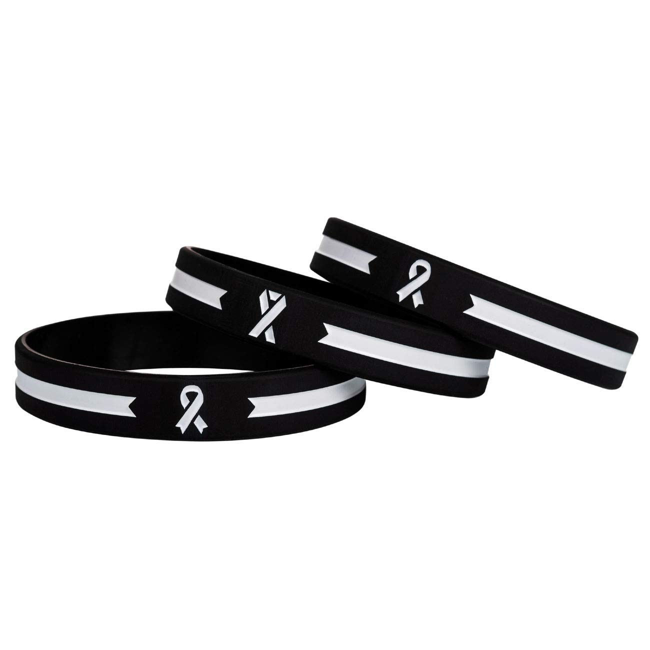 Sainstone White Awareness Ribbon Silicone Bracelets - Mental Health Support Wristbands for Men & Women - Unisex Rubber Charity Wristbands for Anxiety, Depression & Suicide Prevention Awareness - Perfect for Fundraisers, Events & Daily Wear