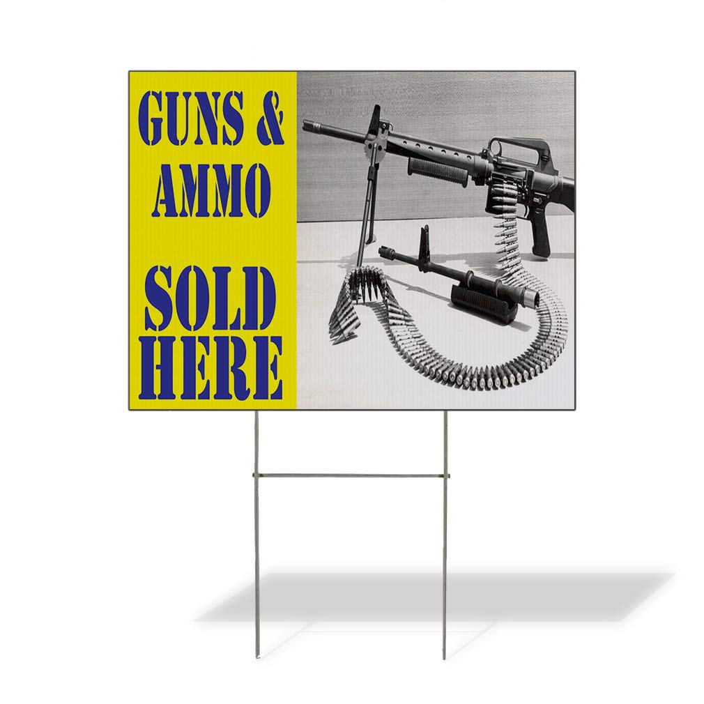 Guns & Ammo Yard Sign - Weatherproof 24x18in for Business & Garden