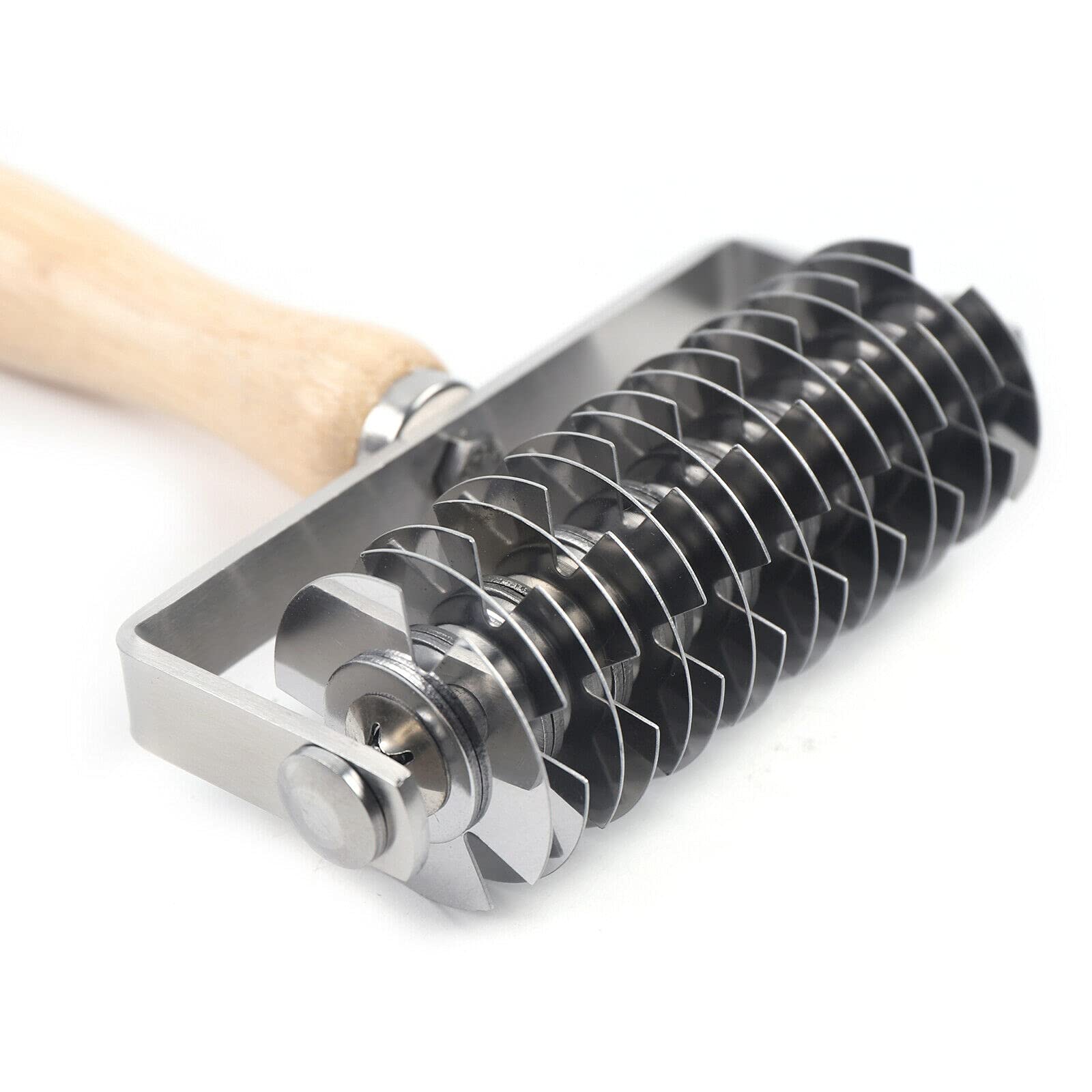 Stainless Steel Dough Lattice Roller Cutter with Wood Handle - Pastry Baking Tool for Cookies, Pies, Pizzas & More - Perfect for Home Bakers & Professional Kitchens