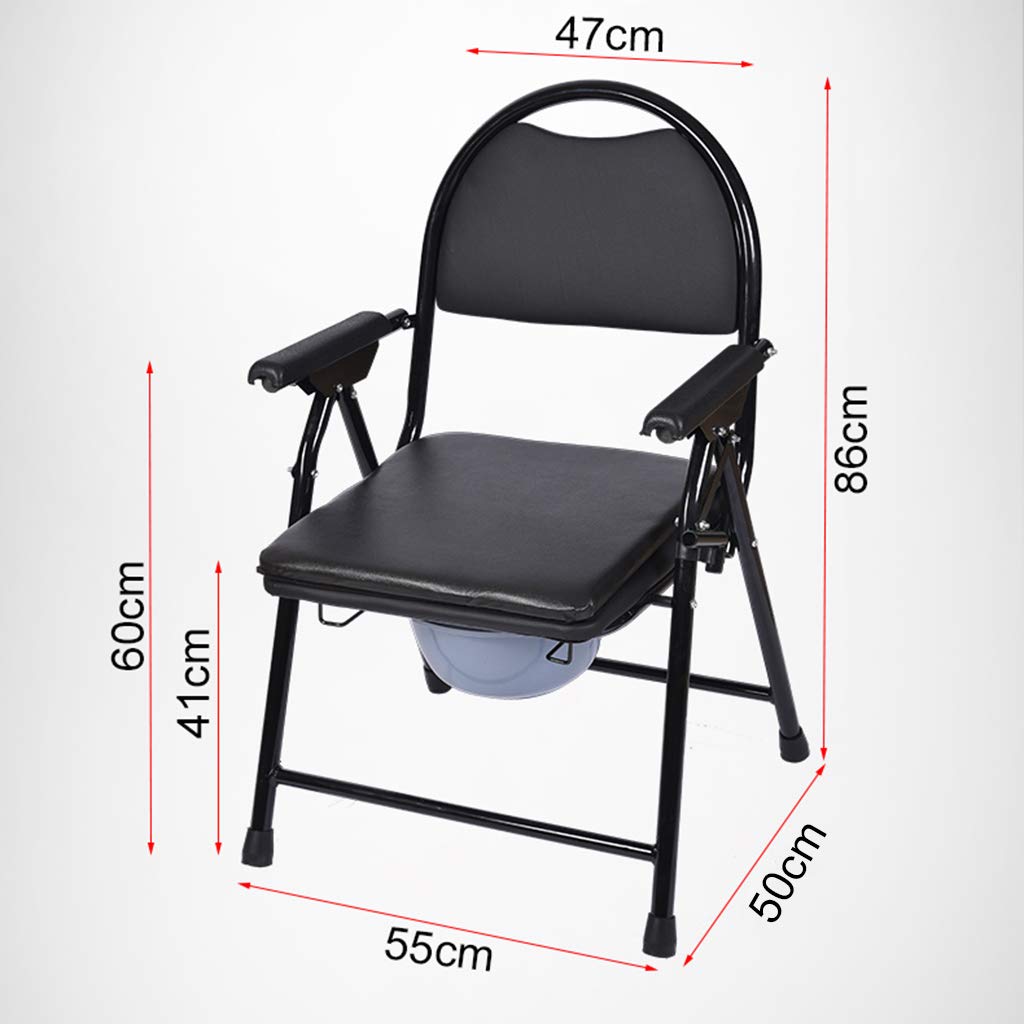 Foldable Commode Chair with Safety Frame - Adjustable Height Medical Toilet Seat for Elderly, Disabled & Pregnant - Portable Bedside Shower Bathroom Chair for Home Care Use - Ideal for Post-Surgery Recovery & Mobility Assistance