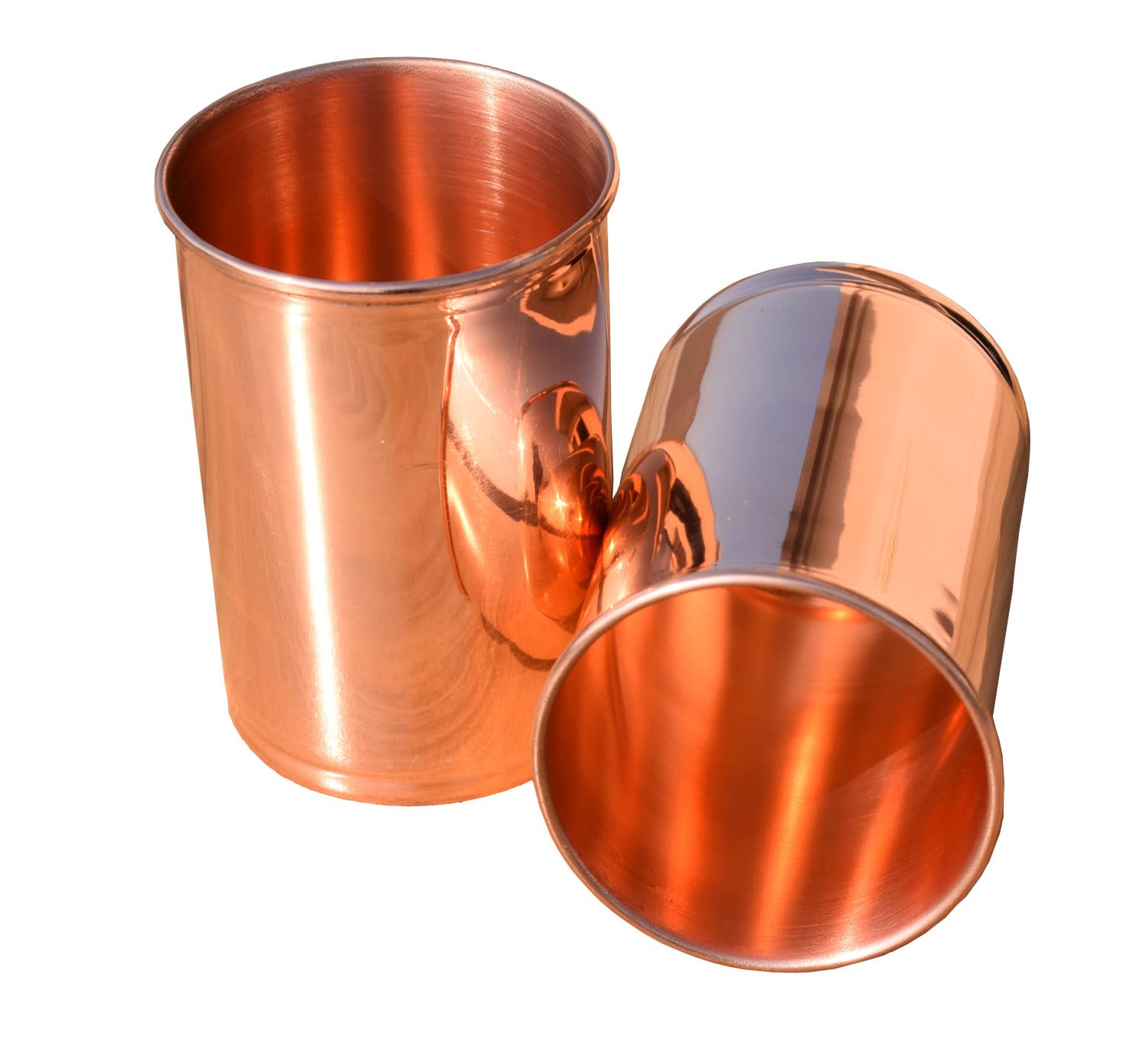 Pure Copper Drinking Cups - Ayurvedic Health Benefits, 2-Pack 300ml Copper Tumblers for Water & Wellness - Perfect for Travel, Home & Office Use