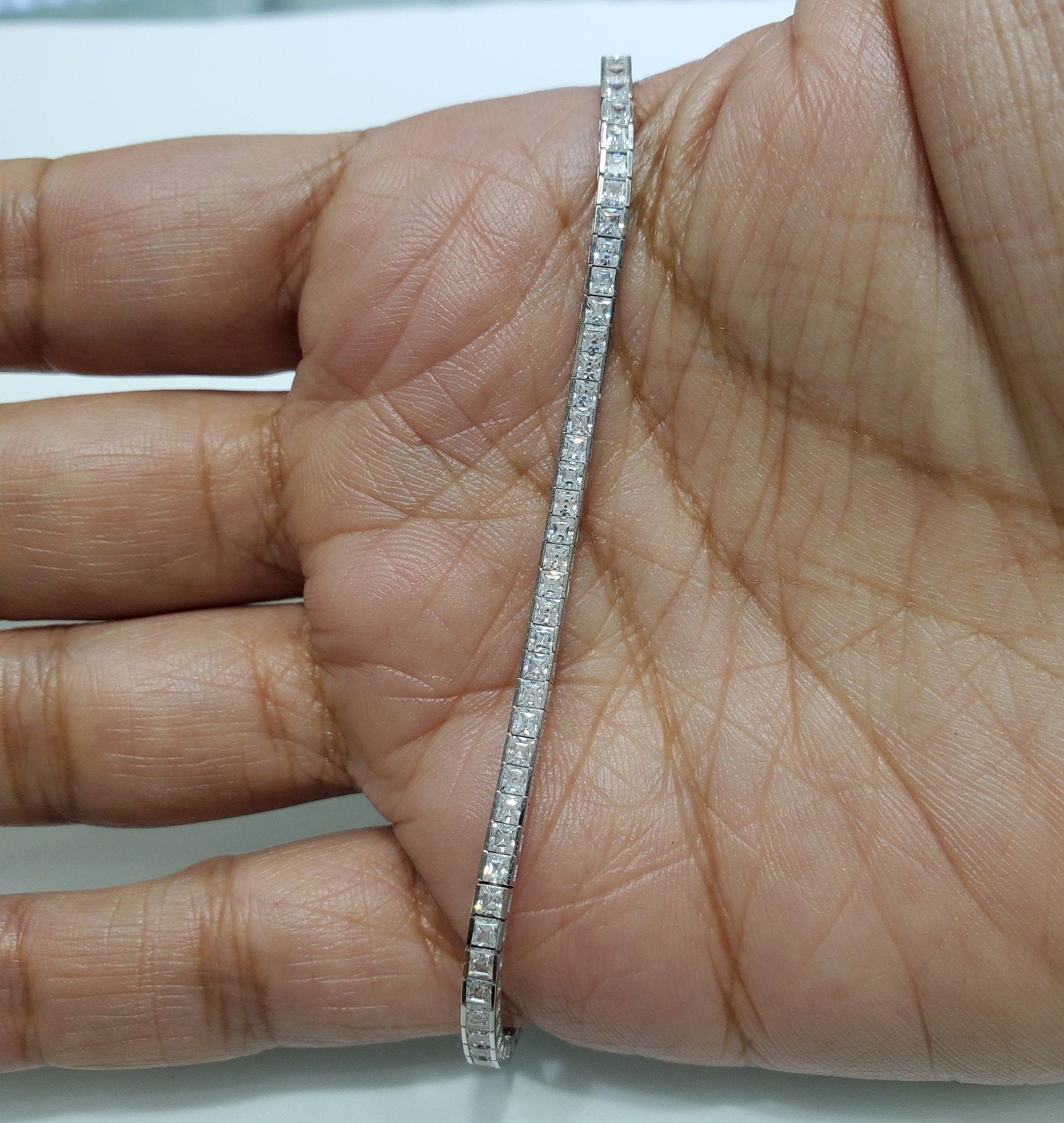 3 Carat Princess Cut Cubic Zirconia Tennis Bracelet - Elegant Channel Set Sterling Silver Jewelry for Women - Perfect for Weddings, Anniversaries & Special Occasions