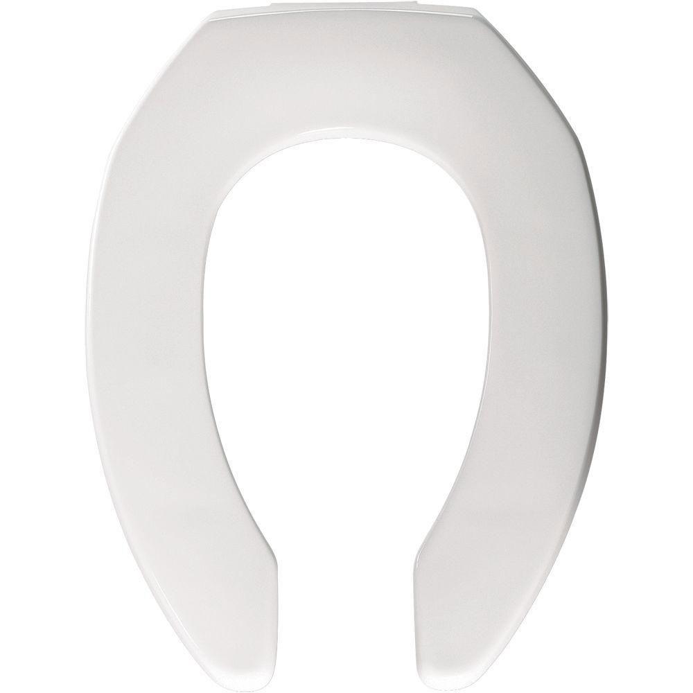 White Church STA TITE Elongated Open Front Toilet Seat 907354 - Durable & Comfortable Bathroom Upgrade for Homes, Restrooms & Commercial Spaces