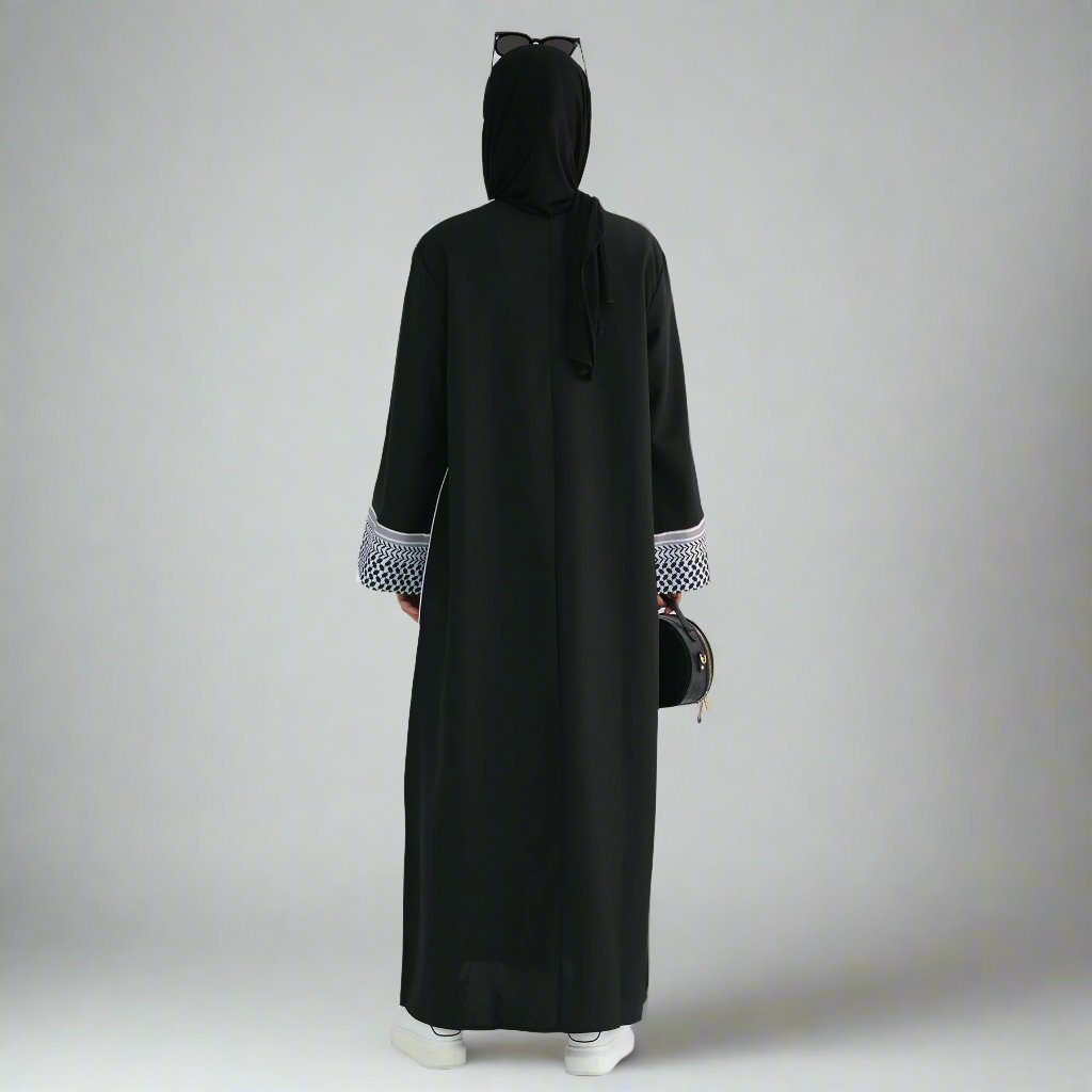 Stylish Black Kufiya Essential Abaya for Women - Modest Islamic Dress for Prayer, Daily Wear & Special Occasions