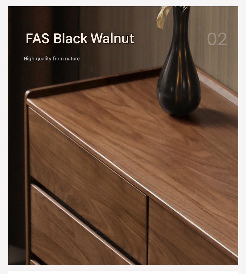 Premium Black Walnut Solid Wood Italian Style Luxury Dresser - Elegant Bedroom Storage Solution for Master Bedrooms & Guest Rooms