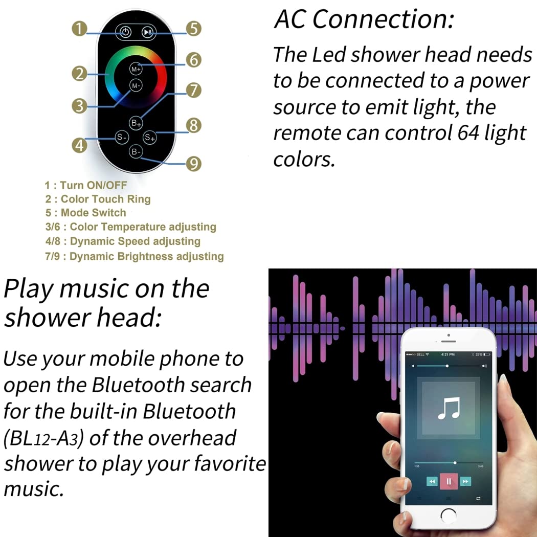 16 Colors LED Music Shower System - Luxury Hot/Cold Rainfall Shower Head Combo with 580x380mm 2-Function Faucet Set for Modern Bathroom Upgrade | Perfect for Spa-Like Relaxation & Mood Lighting