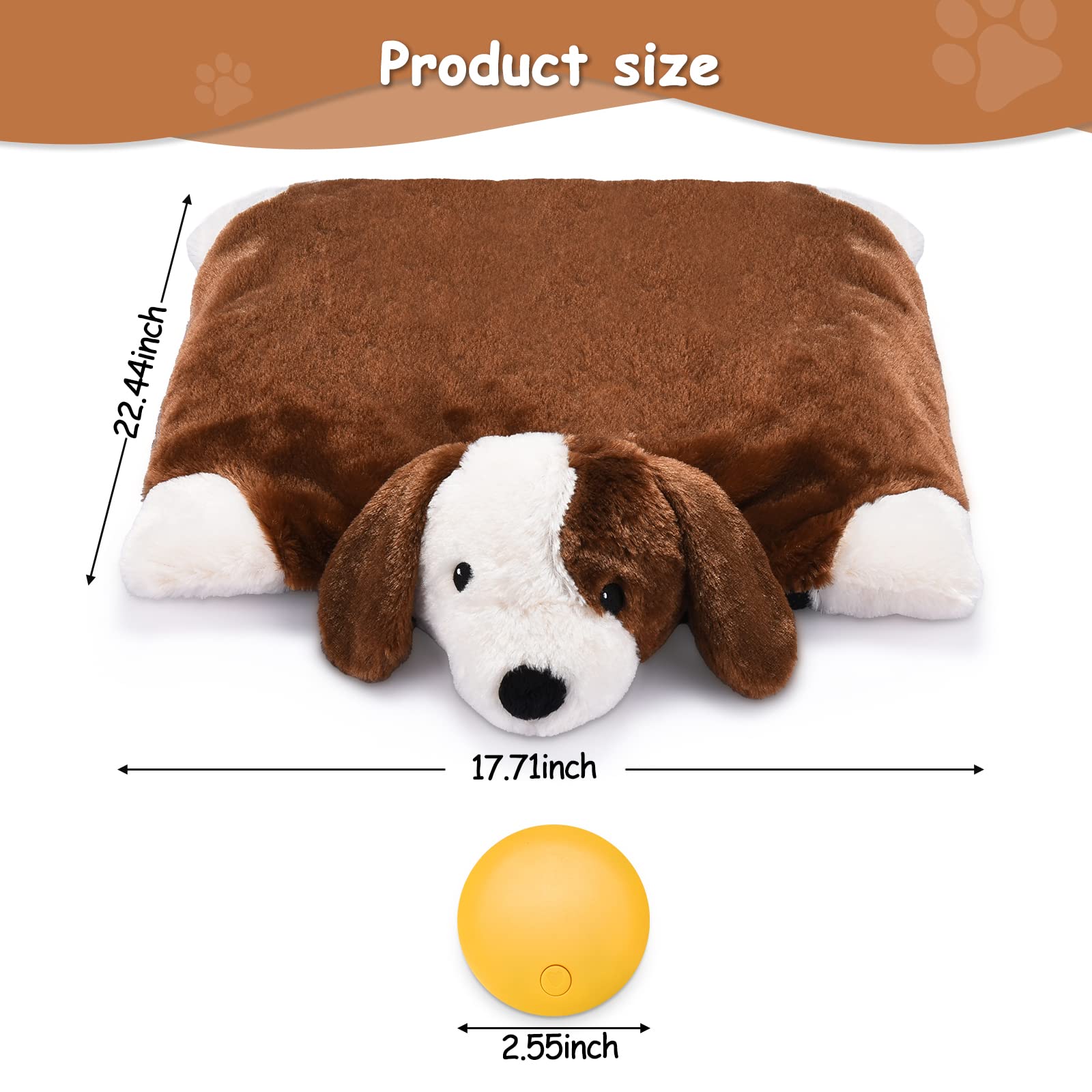 **Calming Heartbeat Stuffed Animal Toy for Dogs – Anxiety Relief, Crate Training & Sleep Aid – Soft Plush Puppy Comfort Toy for Stress Relief, Separation Anxiety, and Cuddling (Perfect for New Puppies, Travel, and Bedtime Comfort)**