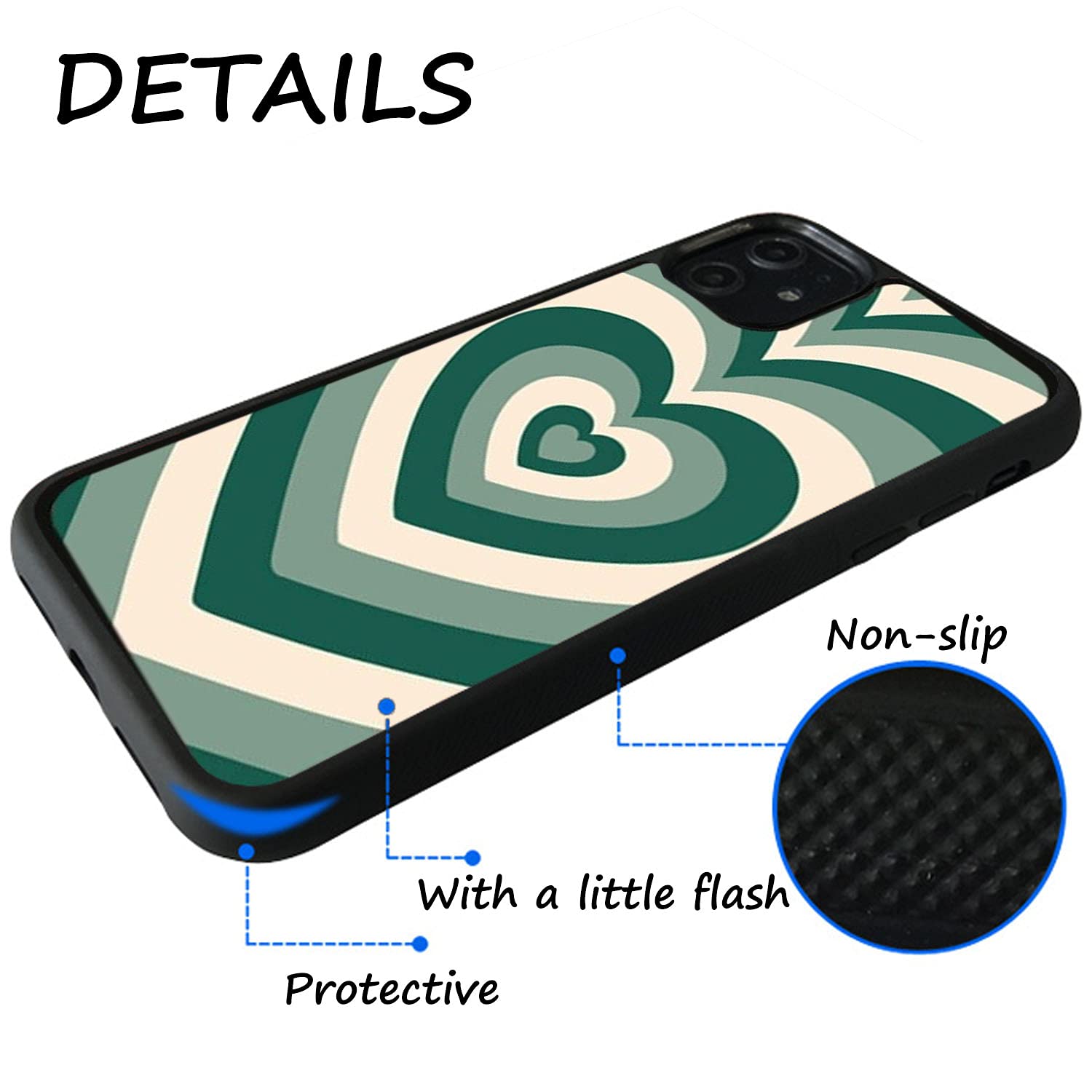 Aesthetic Green Heart Phone Case for iPhone 7/8 - Cute Protective Cover with Trendy Design | Perfect for Everyday Use, School, Work & Travel