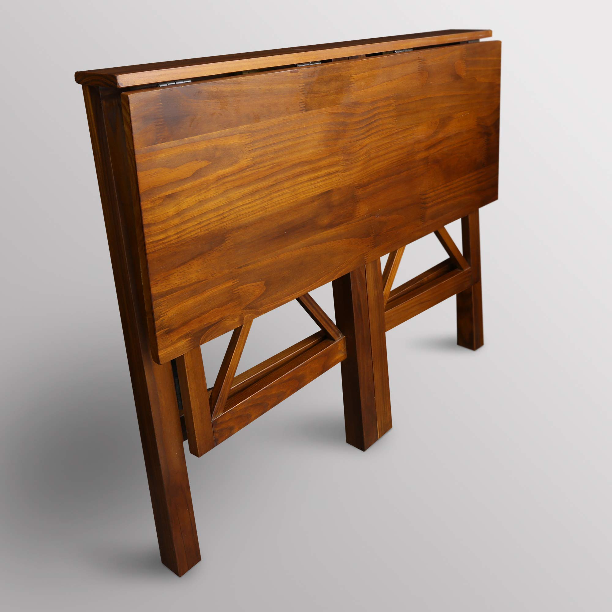 Casual Home Montego Pull Folding Desk - Warm Brown Wooden Writing Table with Storage Shelf | Space-Saving Home Office Desk for Small Rooms & Apartments