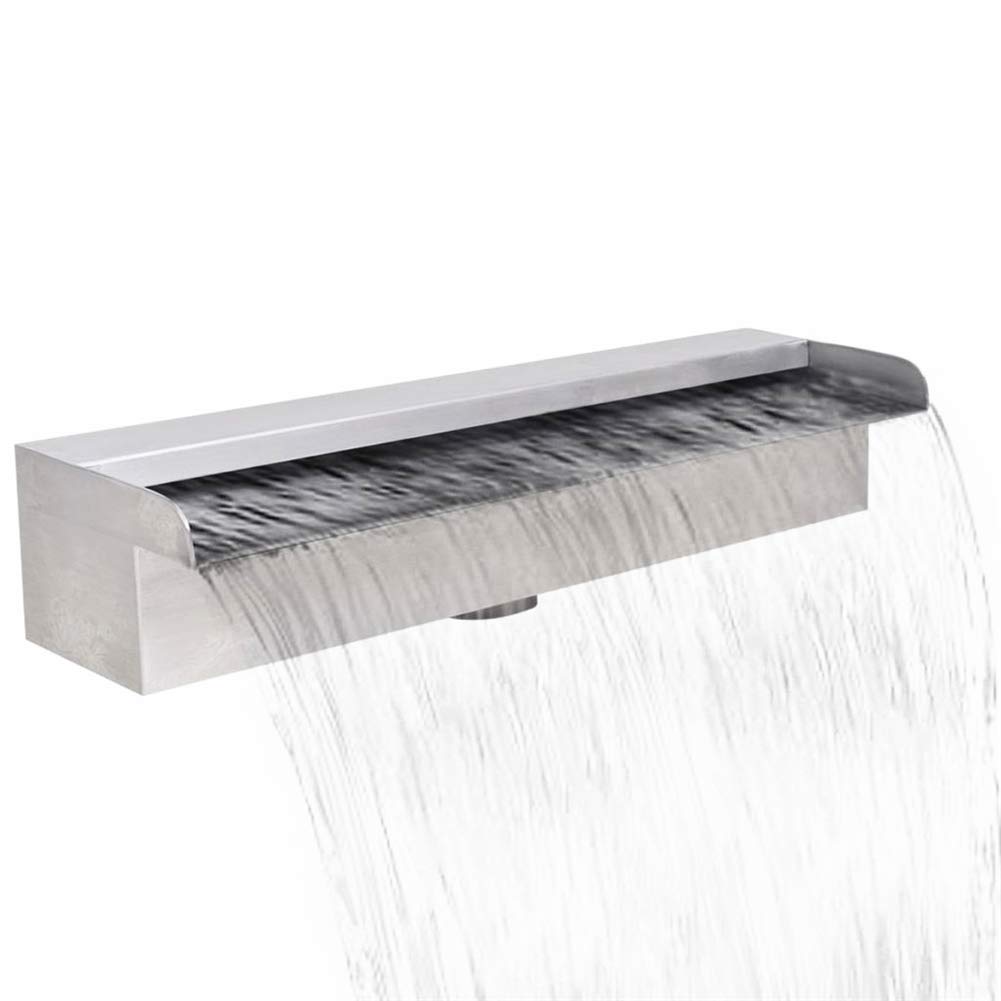 BLUECC Stainless Steel Pool Fountain for In-Ground Pools | 17.7x4.5x3.1 Inch Rectangular Waterfall Feature | Outdoor & Indoor Garden Decor | Perfect for Backyard, Patio, and Poolside Landscaping