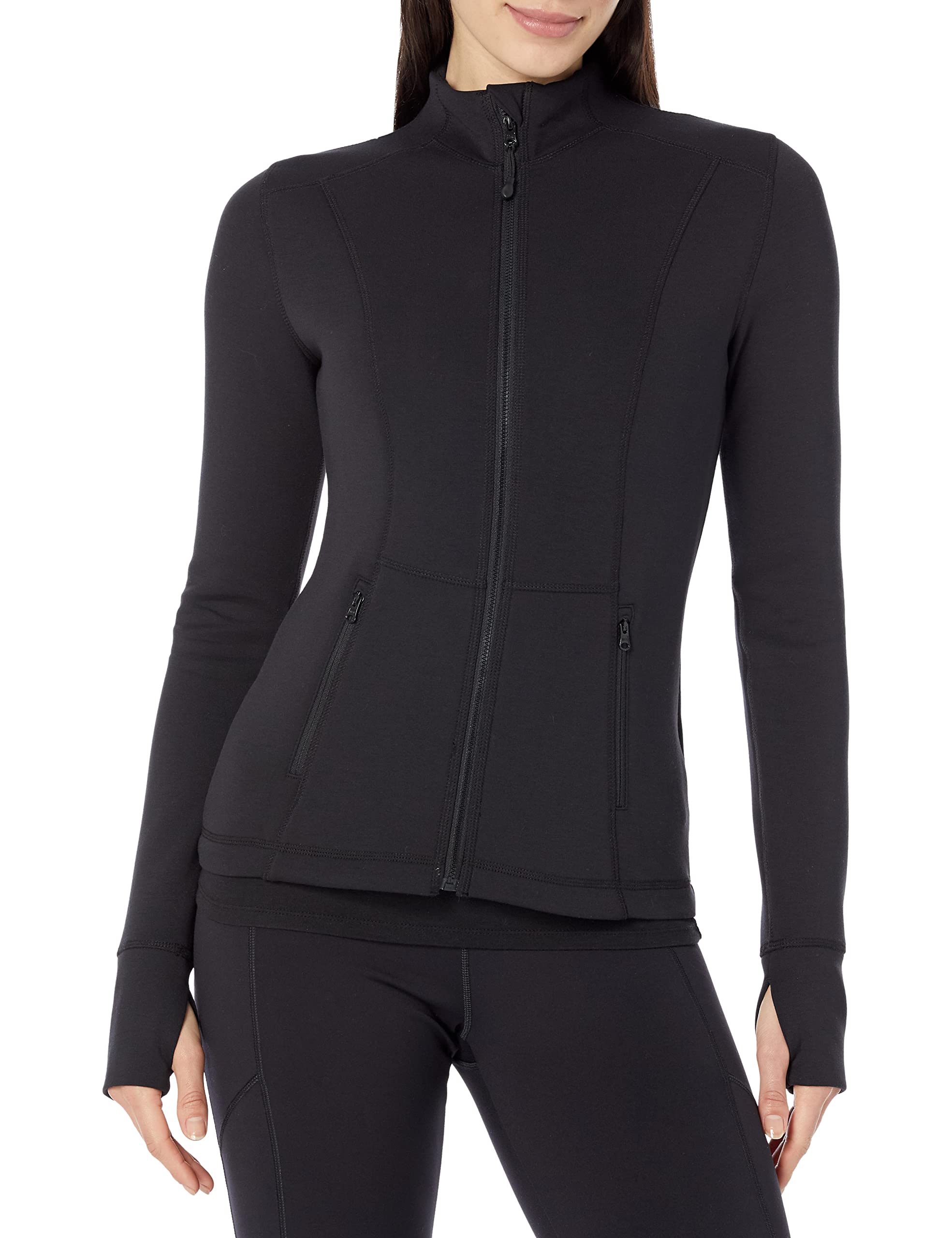 Amazon Essentials Women's Active Sweat Zip Through Jacket - Lightweight Hooded Fleece Pullover for Running, Yoga & Outdoor Workouts - Comfortable Athletic Wear for Gym & Casual Use