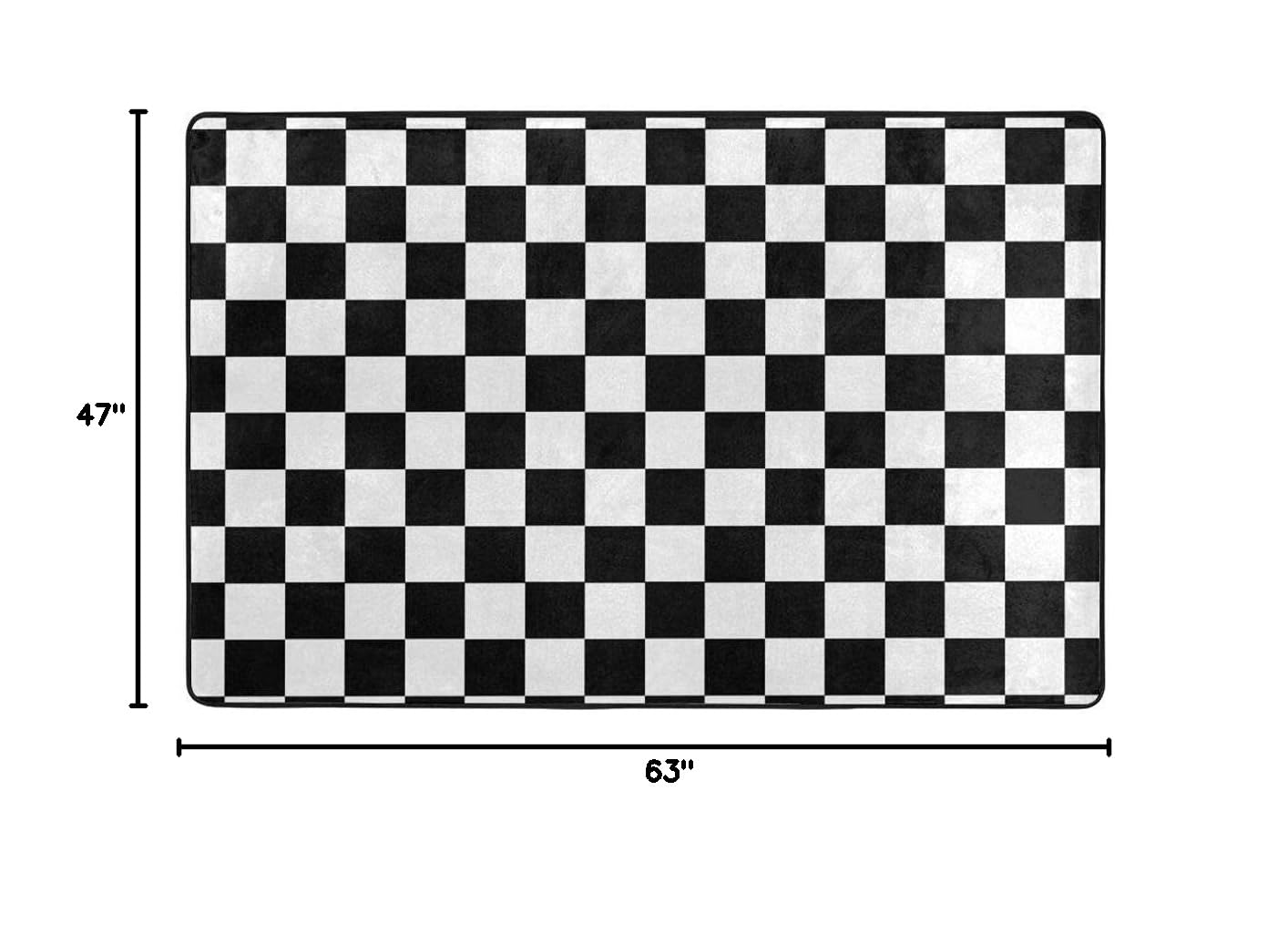 Black and White Checkered Flag Racing Area Rug - Soft Washable Grid Carpet with Non-Slip Backing for Living Room, Bedroom, Kitchen, Dining Room & Home Office (5.3ft x 4ft) - Perfect for Racing Themed Decor, Man Cave, Game Room & Sports Enthusiast Gifts