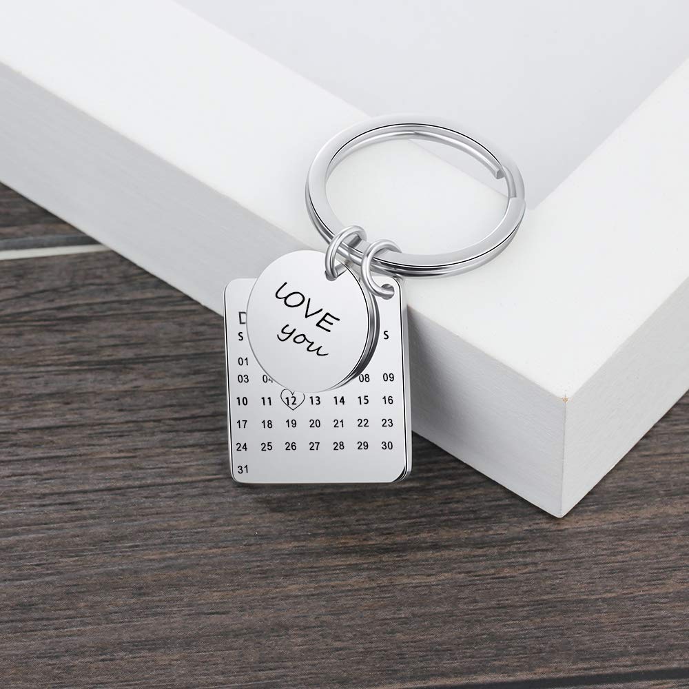 Custom Photo Keychains for Men & Women - Personalized Picture Key Rings with Calendar - Perfect Gift for Him, Her, Couples & Friends (Great for Birthdays, Anniversaries & Special Occasions)
