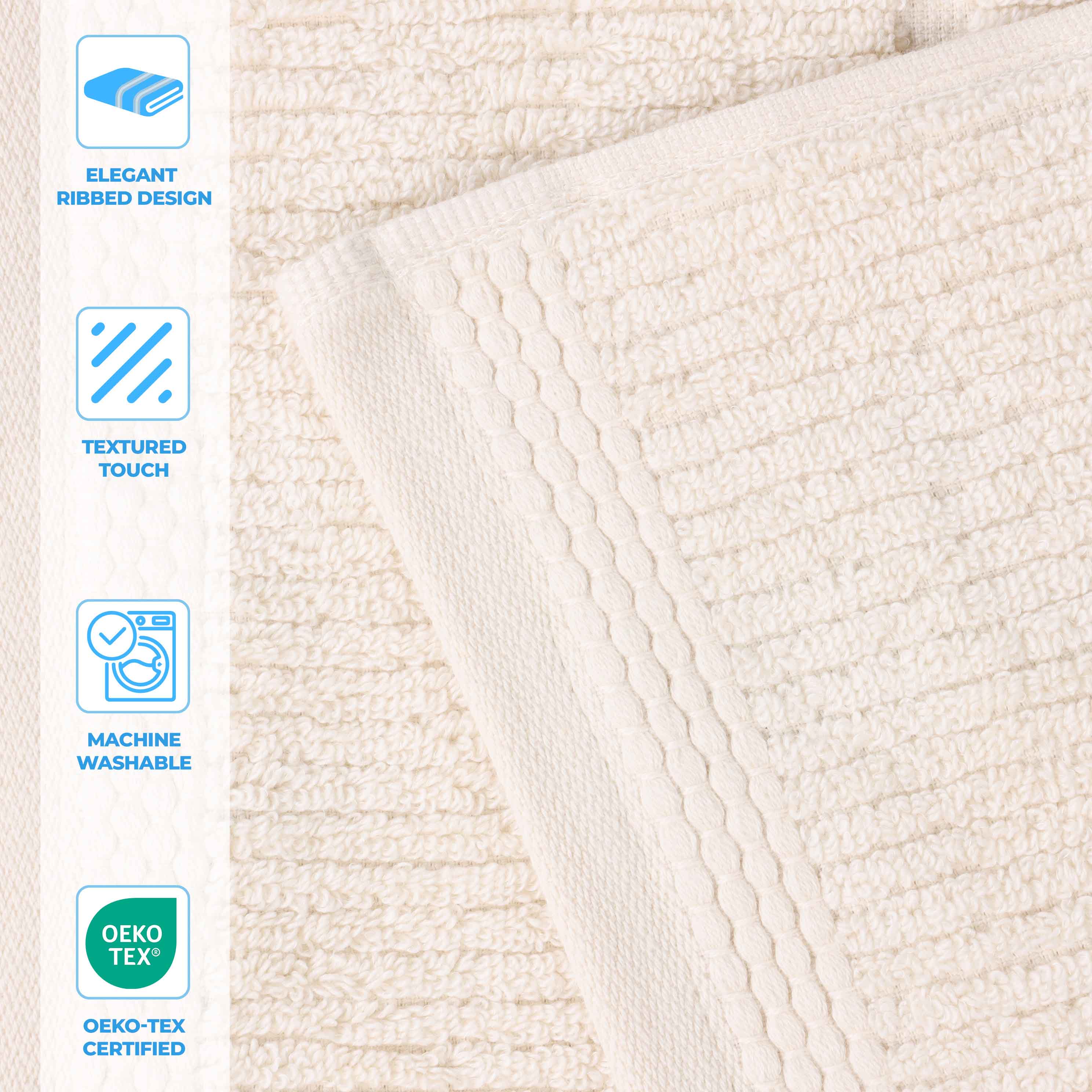 Milo Smart Twist Cotton Solid Ribbed Design Bath Sheets, Set of 2 - Ultra Soft & Absorbent Luxury Towels for Spa, Bathroom & Beach Use
