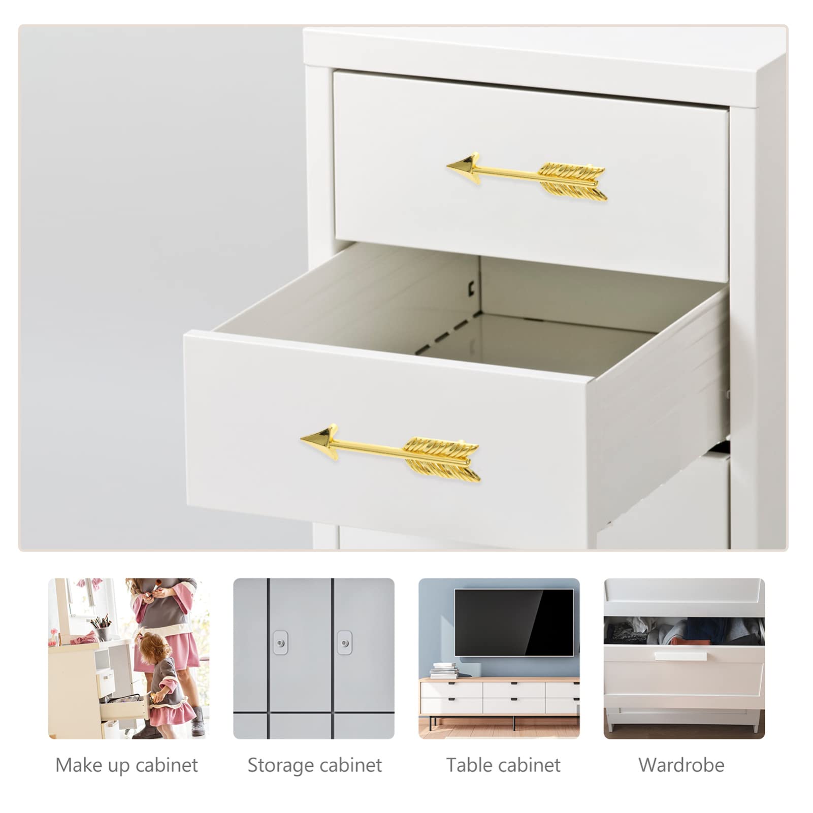 4-Pack Arrow Drawer Handles - Cabinet & Wardrobe Pulls for Cupboards, Closet, Furniture Doors - Modern & Durable Hardware for Home & Office Storage Solutions