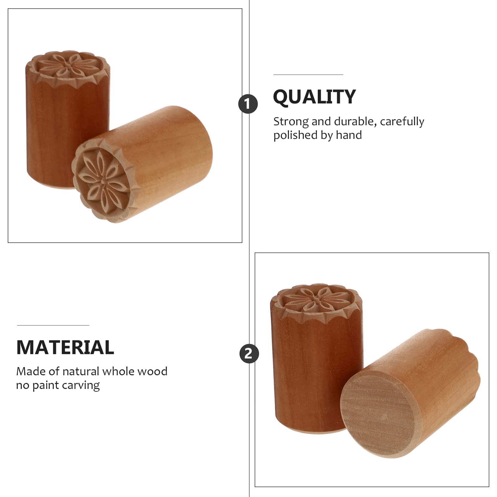 2pcs Wooden Dough Stampers for Baking - Handmade Pastry Stamps, Cookie Dough Seals & Baking Tools - Perfect for Homemade Bread, Cookies, Pies & DIY Crafts