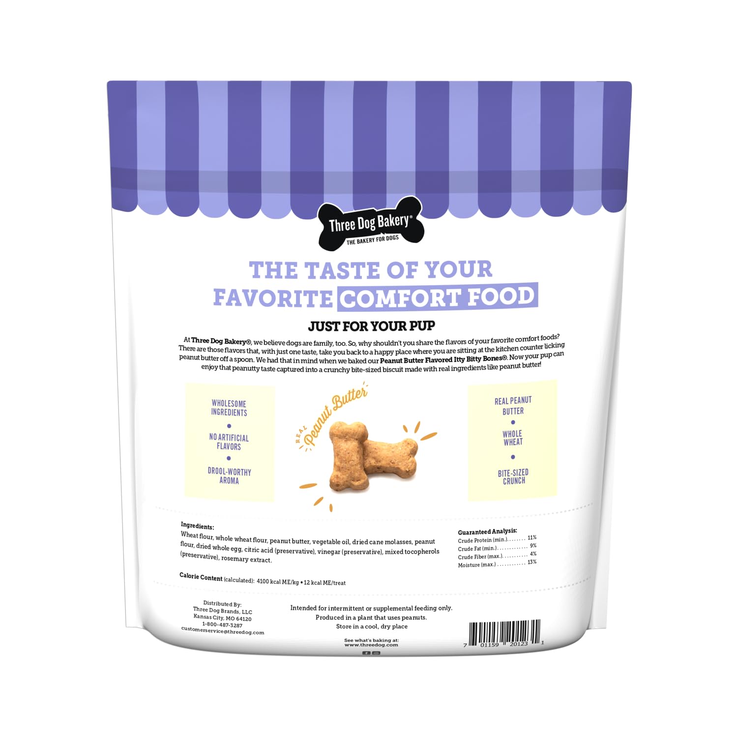 Three Dog Bakery Itty Bitty Bones Peanut Butter Dog Treats – 32 oz Baked Biscuits for Small & Medium Dogs – Perfect for Training, Rewards & Snacking (320123)