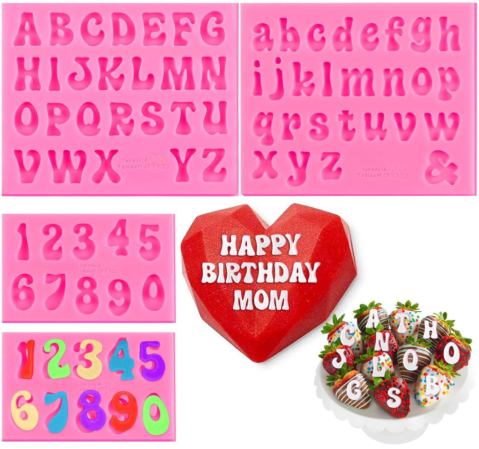 YGAOHF Silicone Alphabet Chocolate Molds Set - 3PCS Letter Molds for Breakable Hearts, Candy, Gummy, Ice Cubes & Resin - Perfect for DIY Baking, Cake Decorating, Party Favors & Gift Making