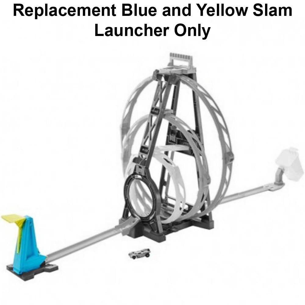 Hot Wheels Track Builder Unlimited Triple Loop Kit Replacement Part - Blue & Yellow Slam Launcher GLC96 | Compatible with All Hot Wheels Cars & Tracks | Perfect for Racing, Stunts & Kids Playtime
