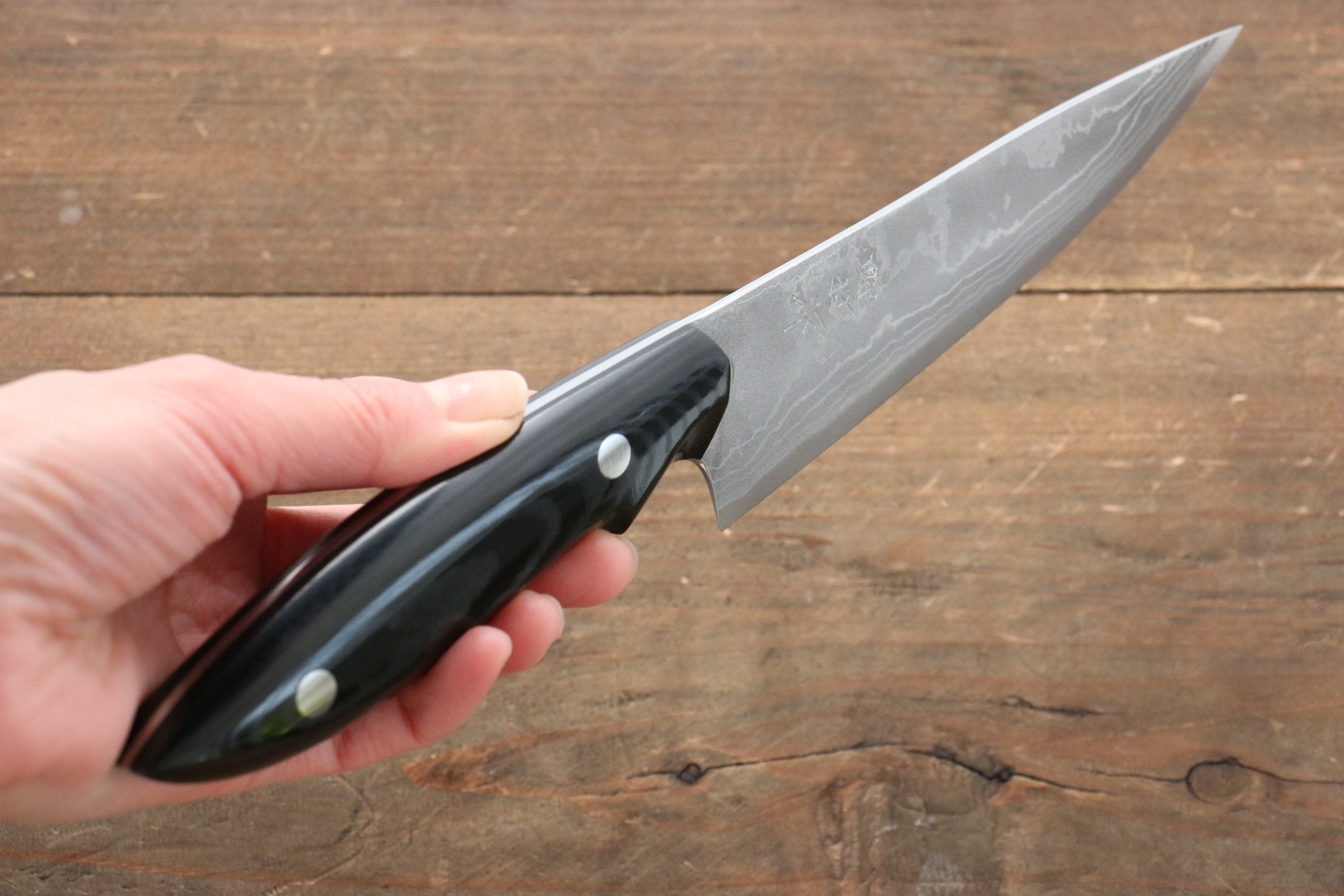 Premium Kazuo Nomura White Steel No.2 Damascus Gyuto Knife 150mm - Japanese Chef Knife with Micarta Handle - Perfect for Slicing, Dicing & Precision Cutting in Professional Kitchens & Home Cooking