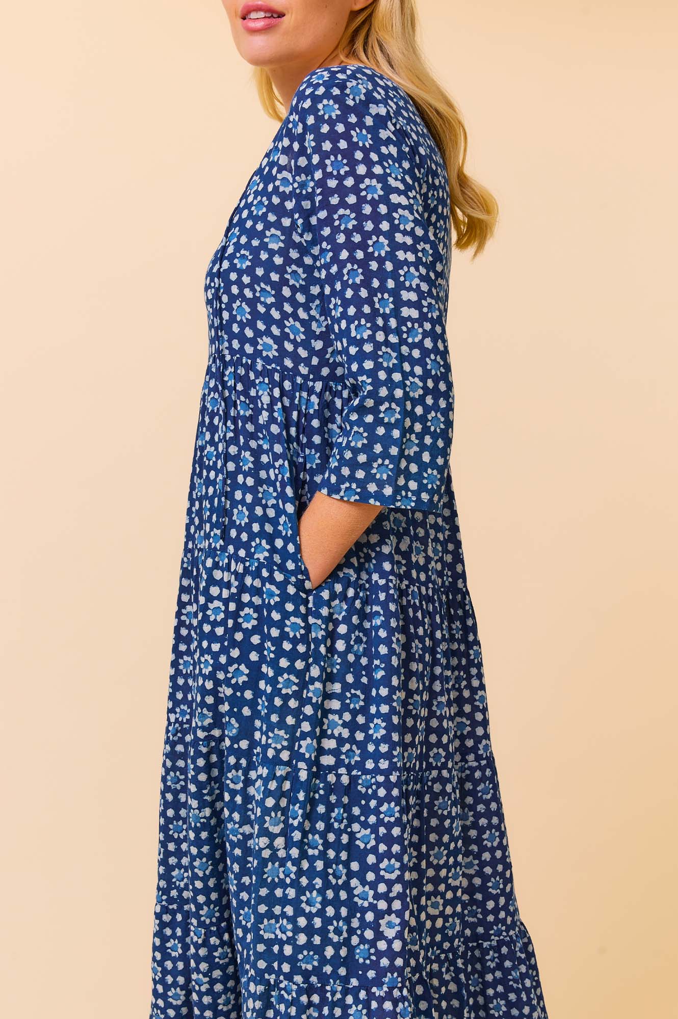 Emma Organic Cotton Dress for Women - Navy Blue | Comfortable & Breathable Summer Dress for Casual Wear, Beach, and Outdoor Activities