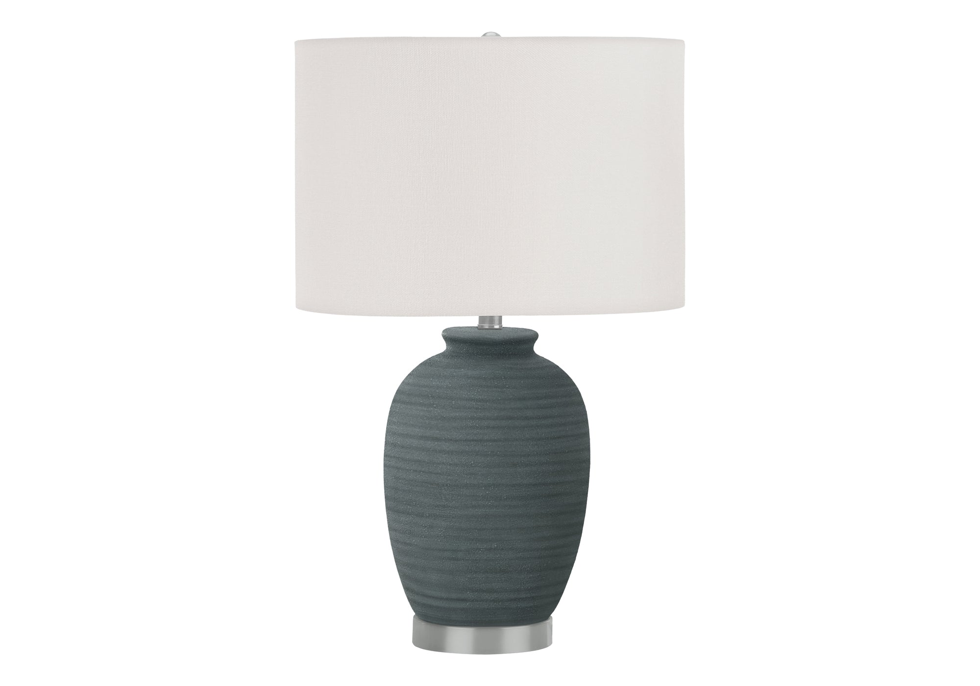 Blue Glow Table Lamp - Modern Ceramic Base with Ivory Shade, 24H Contemporary Lighting for Bedroom, Living Room & Office Decor
