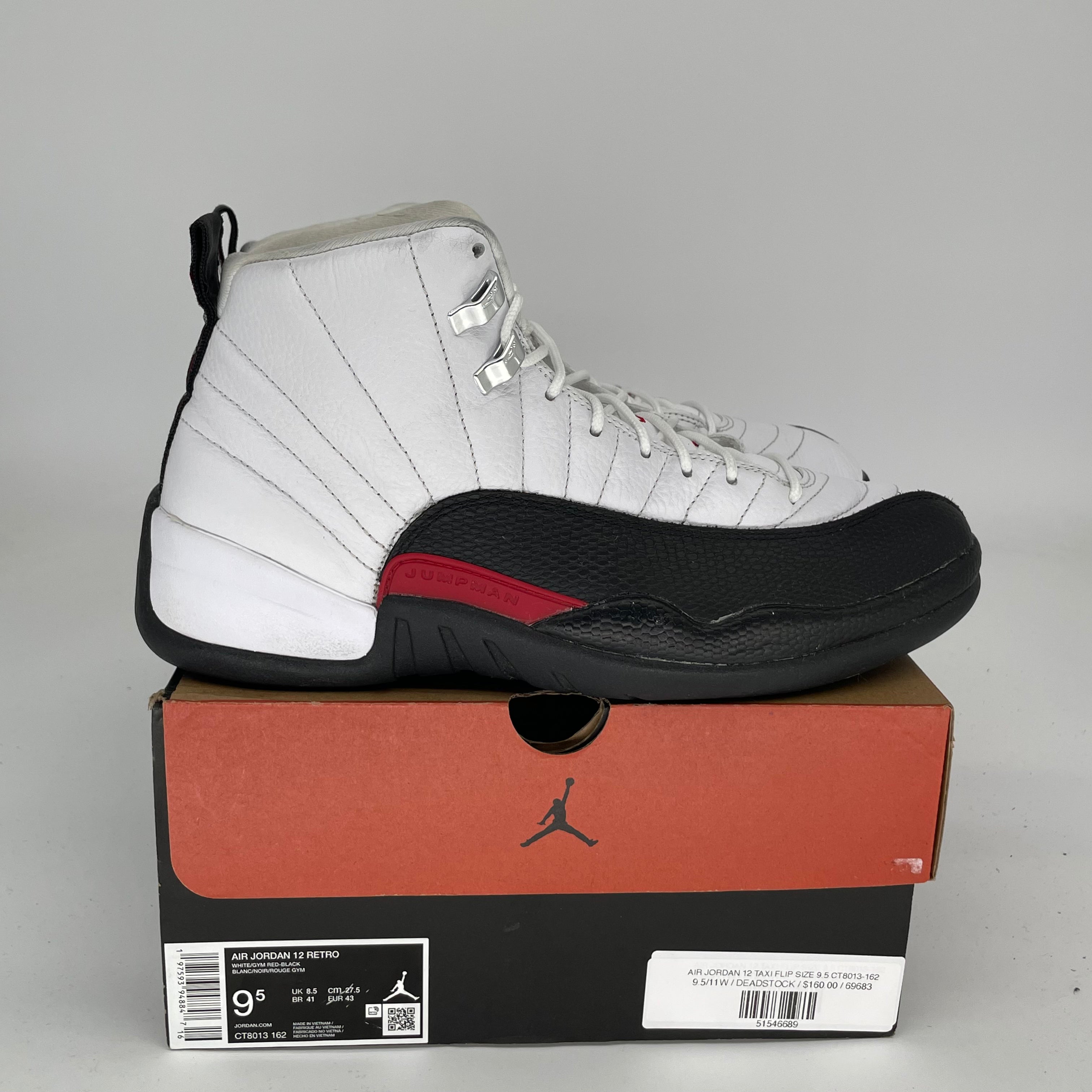 AIR JORDAN 12 TAXI FLIP Basketball Shoes Men's Size 9.5 - Retro CT8013-162 Sneakers for Streetwear & Casual Outfits
