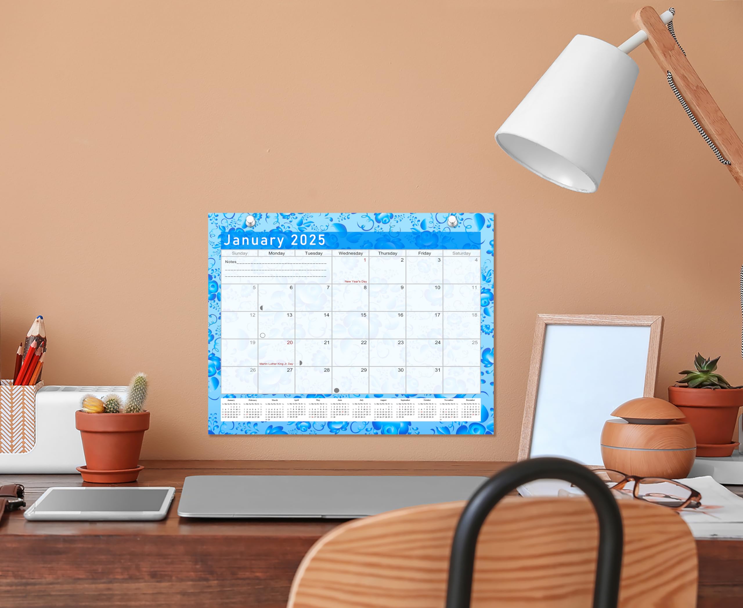 2024-2025 18-Month Magnetic Desk Calendar & Wall Planner - Monthly Organizer with Bonus Stickers (Edition #19) - Perfect for Office, Home & School Planning