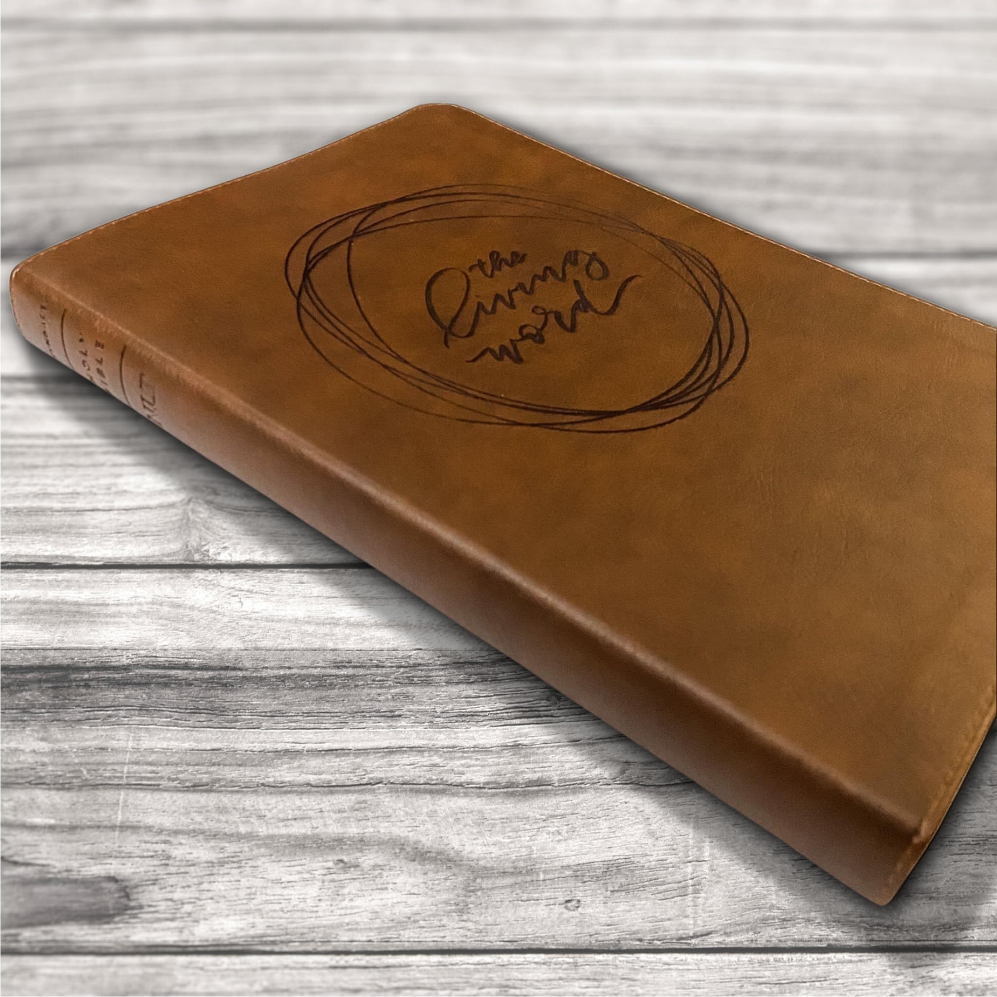 Hand Illustrated & Laser Engraved NLT Filament Bible - Brown Leather Cover with Optional Name Engraving - Perfect Personalized Gift for Weddings, Baptisms, Graduations & Birthdays - Ideal for Religious Ceremonies, Bible Study & Spiritual Gifting