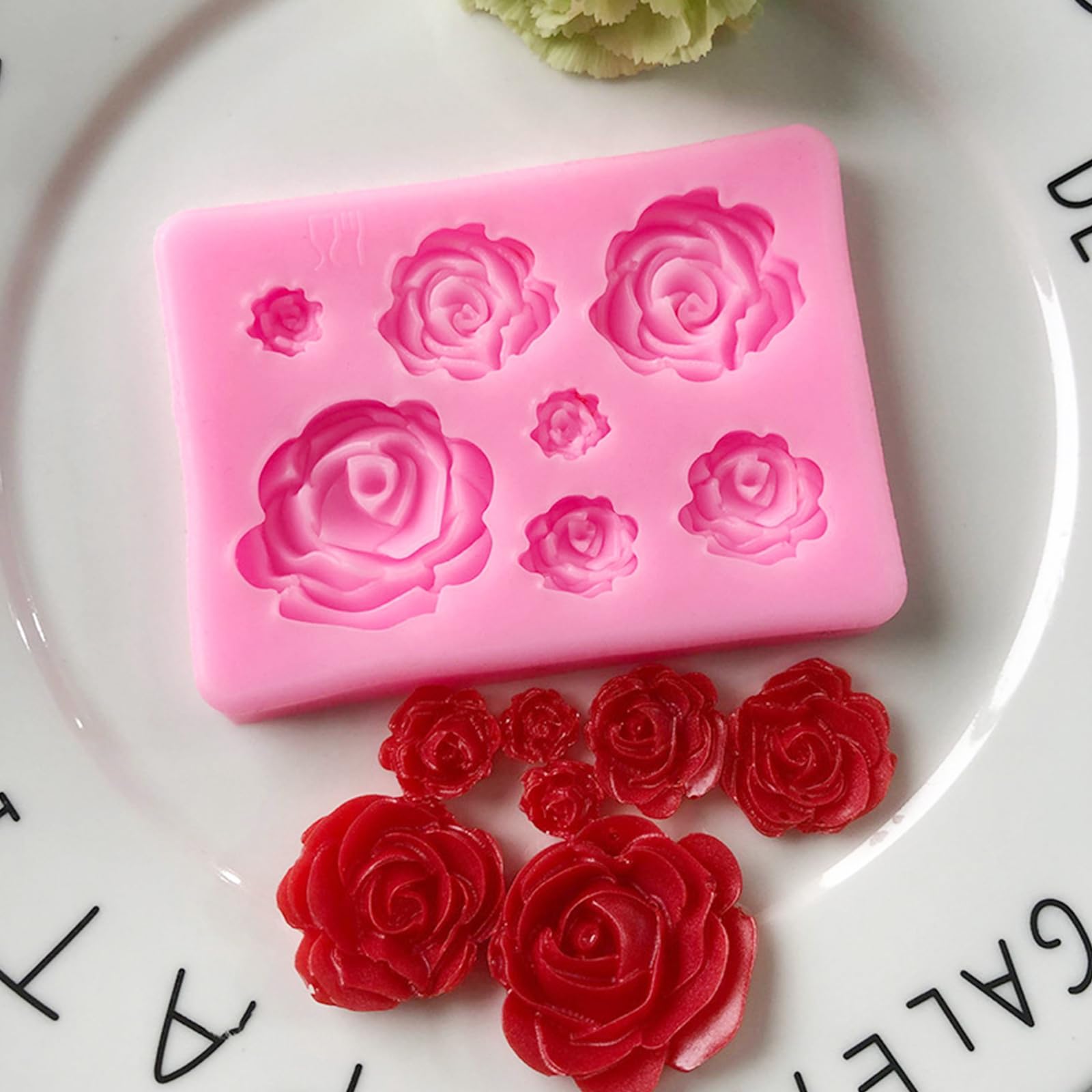 Non-Stick BPA-Free Silicone Rose Mold Set for Baking, Candy, Jelly Pudding, Chocolate & Ice Cubes - 2pcs Wedding Party Decoration & Dessert Making Kit