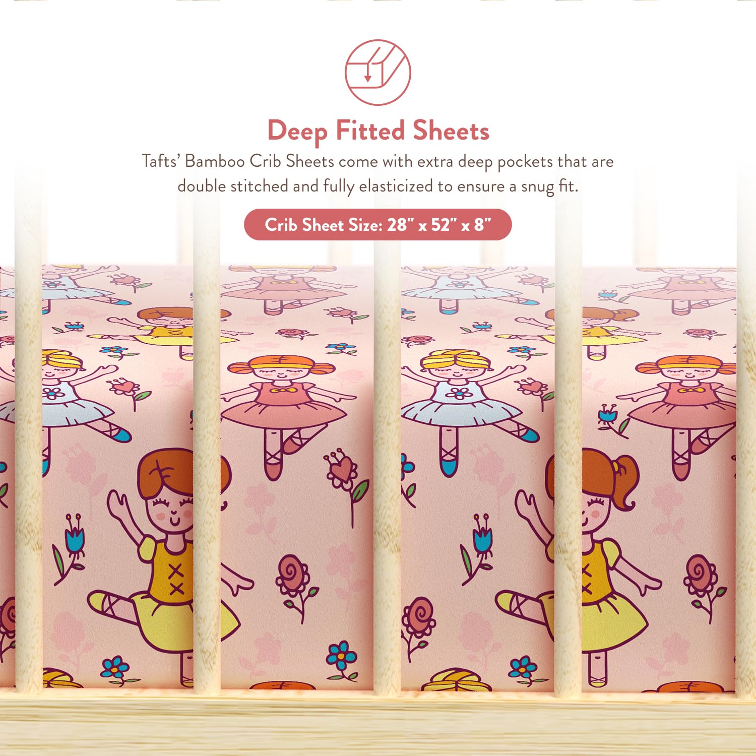 TAFTS Organic Bamboo Viscose Crib Sheets - 2 Pack Soft & Breathable Fitted Crib Sheets for Standard Crib & Toddler Mattress (28