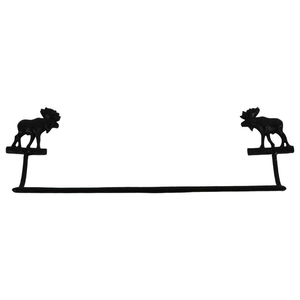 Sturdy Metal Wall Mount Bull Moose Towel Bar Rack - Rustic Cabin Bathroom Decor for Hand & Kitchen Towels - Perfect for Lodge, Farmhouse & Cabin Bathrooms