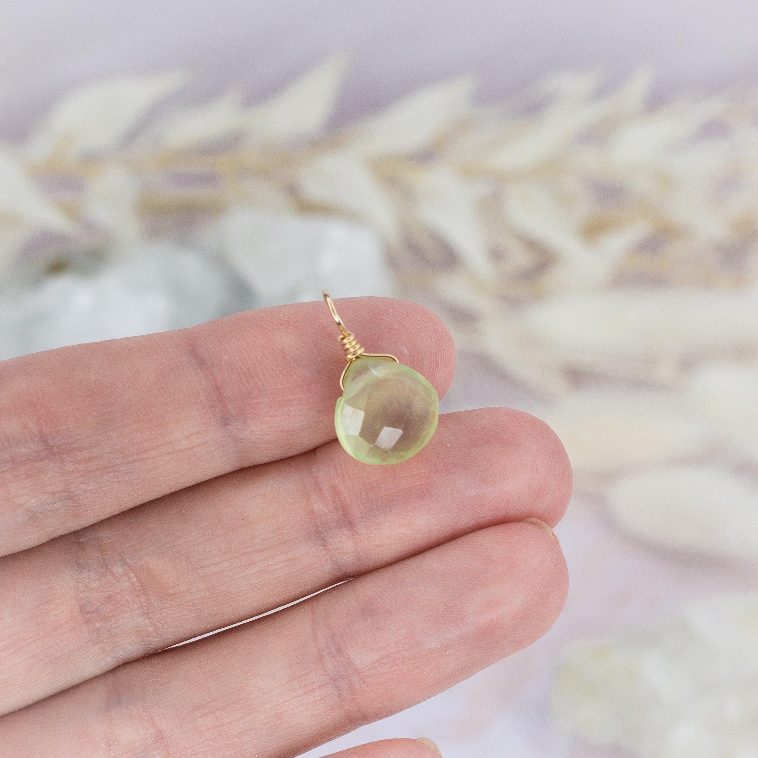 Natural Prehnite Teardrop Pendant Necklace - Healing Crystal Jewelry for Women - Perfect for Meditation, Yoga & Spiritual Gifts