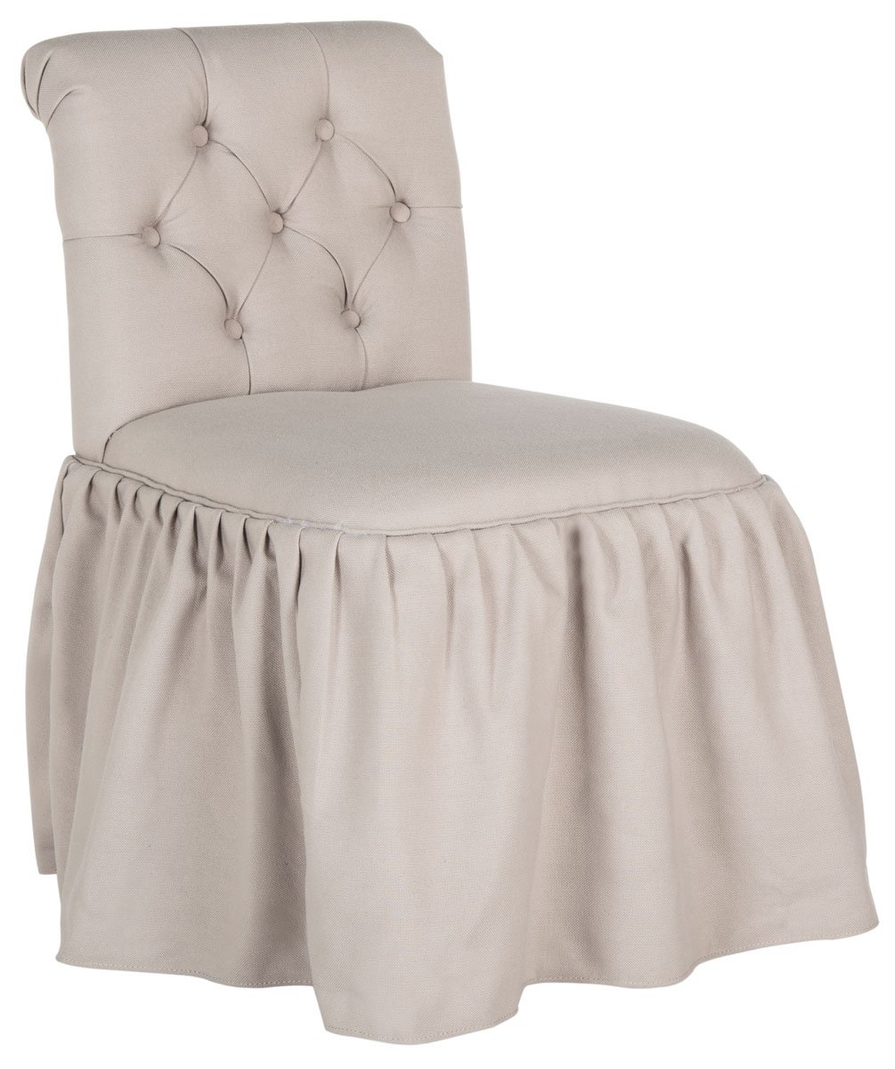 Safavieh Mercer Collection Allie Taupe Vanity Chair - Elegant Makeup Dressing Stool with Upholstered Seat for Bedroom, Boudoir & Vanity Area
