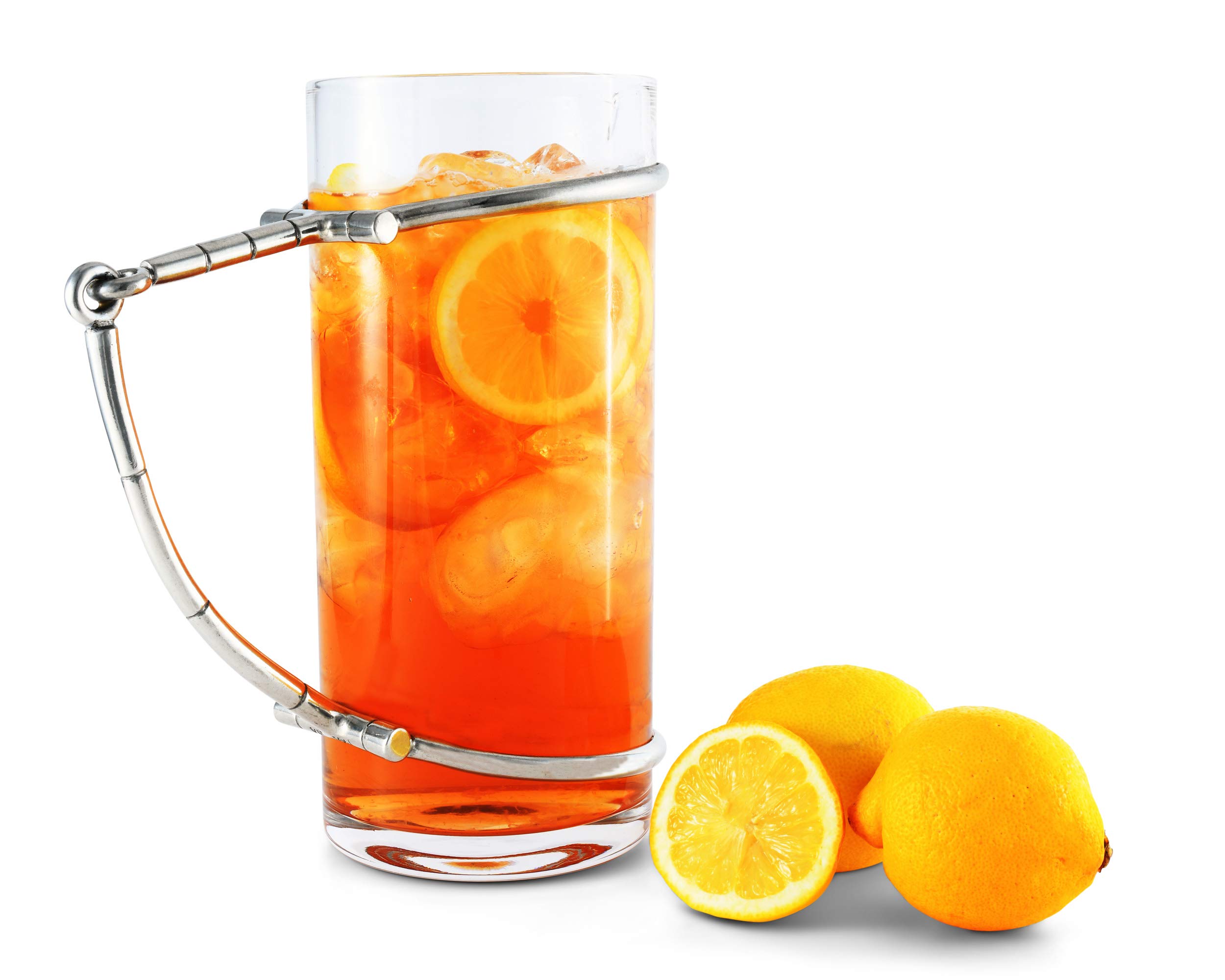 Vagabond House 52 oz Glass Pitcher with Pewter Horse Handle - Elegant Beverage Dispenser for Cold Water, Iced Tea, Juice & Lemonade - Perfect for Parties, Picnics & Home Entertaining (9.5 Inch Tall)