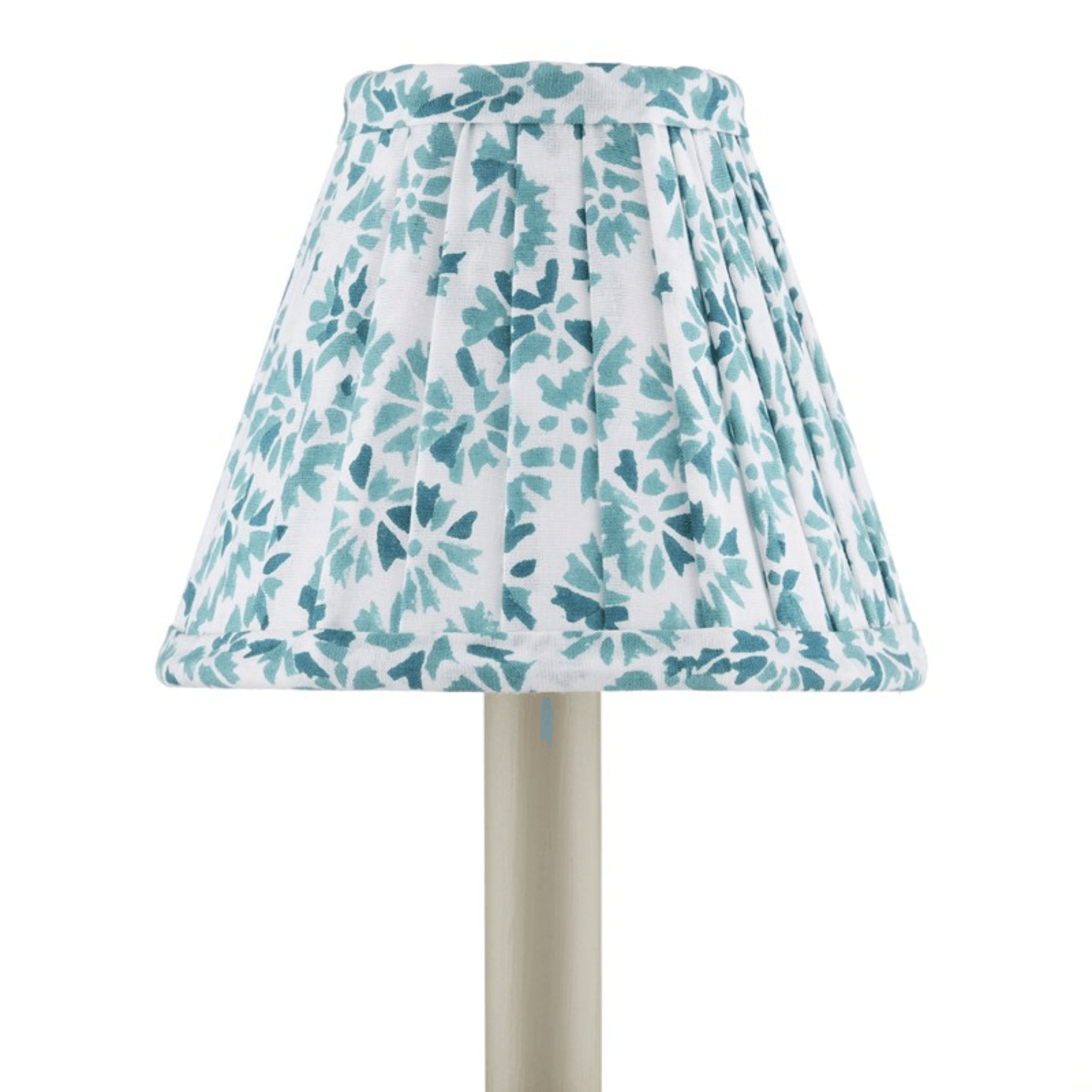 Handmade Block Print Green Pleated Chandelier Shade - Vintage Style Lampshade for Living Room, Bedroom & Dining Room Decor