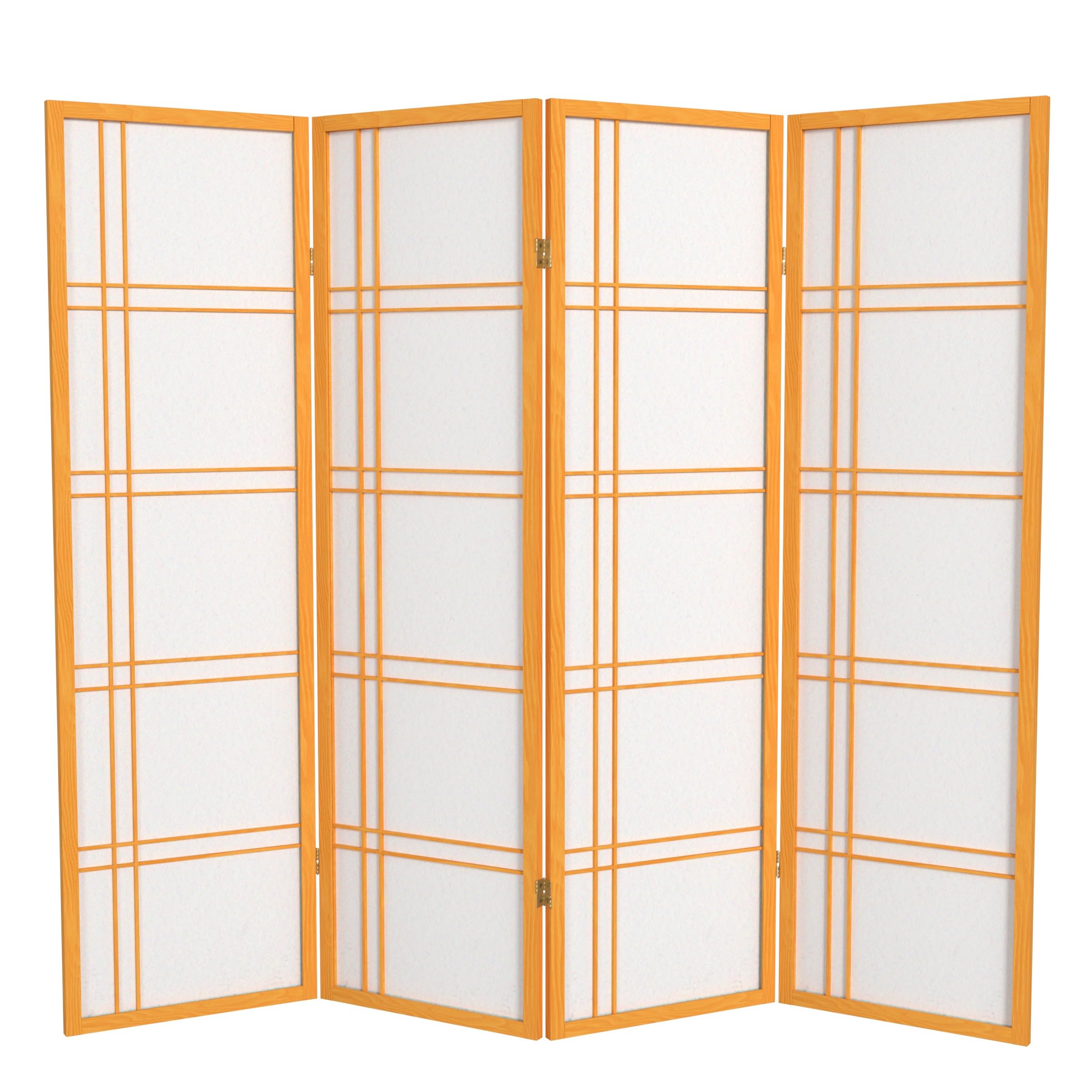 Red Lantern DC60-HON-4P 4-Panel Honey Room Divider Screen - Asian Inspired Folding Partition for Home Decor, Office Privacy & Event Backdrop