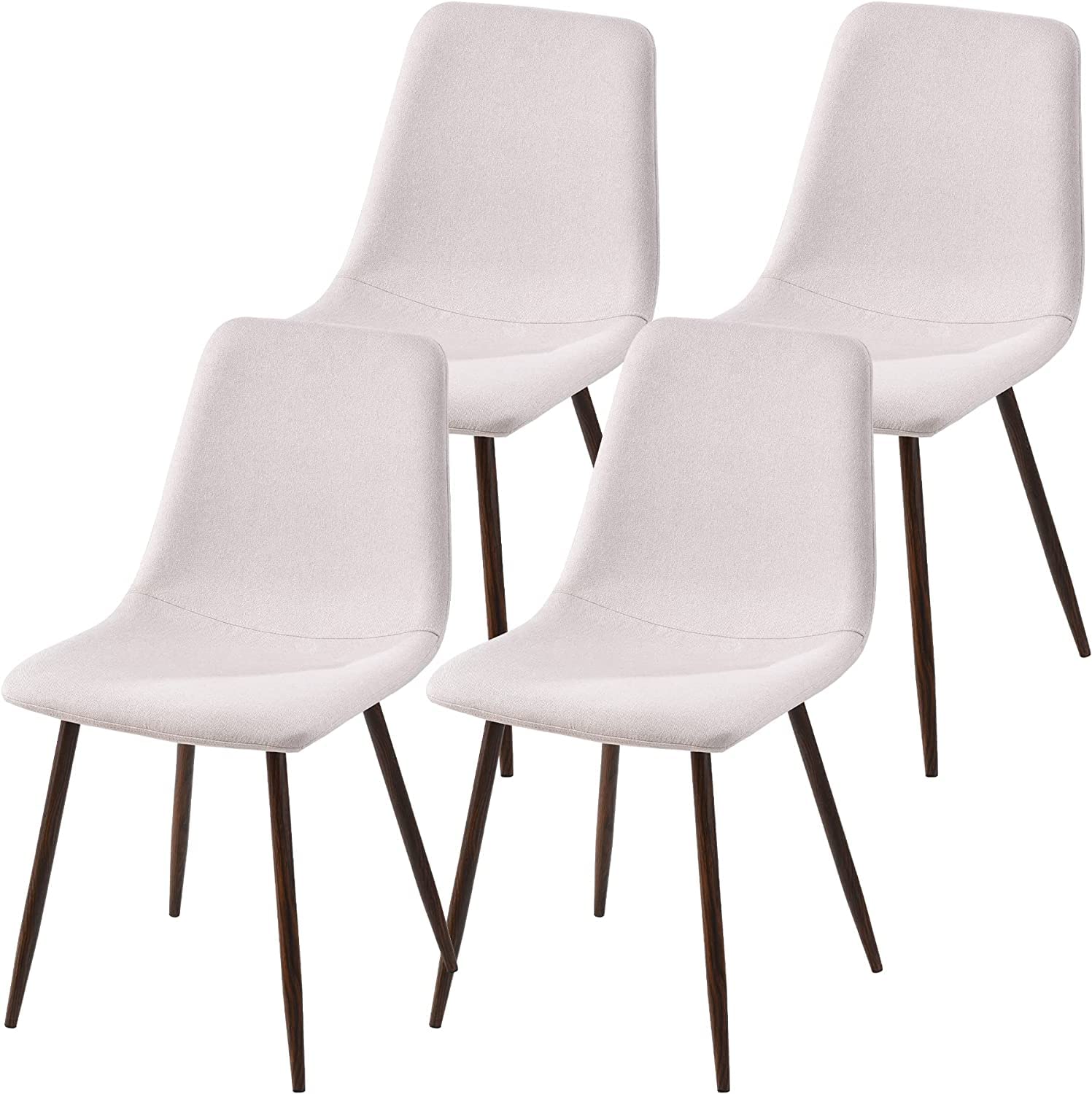 Magicube Set of 4 Dining Chairs - Comfortable Mid-Century Modern Plush Chairs with Sturdy Metal Legs, White Kitchen & Living Room Seating - Perfect for Home, Bistro, Coffee Shop & Restaurant Use